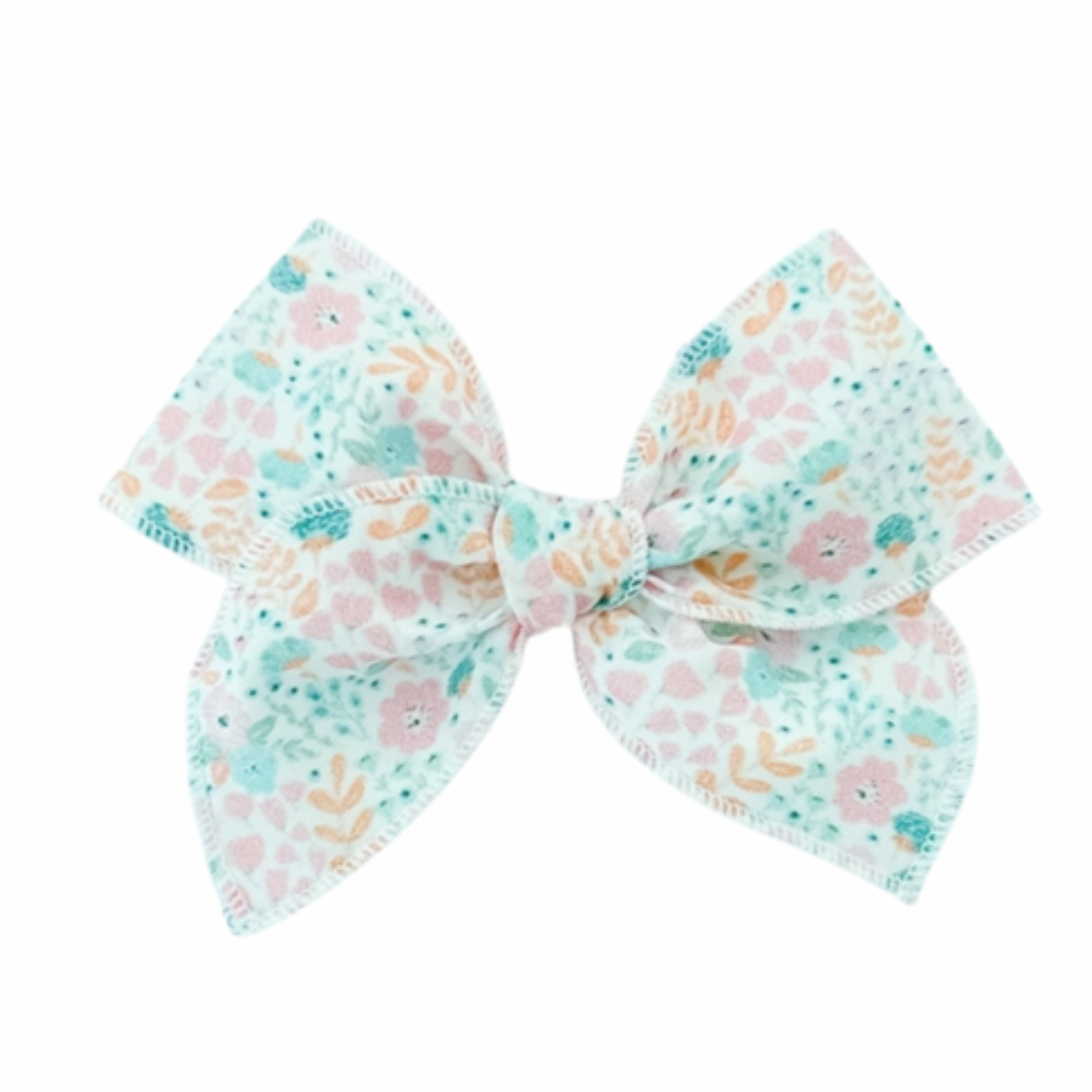 MINT AND PINK FLOWER HAIRBOW