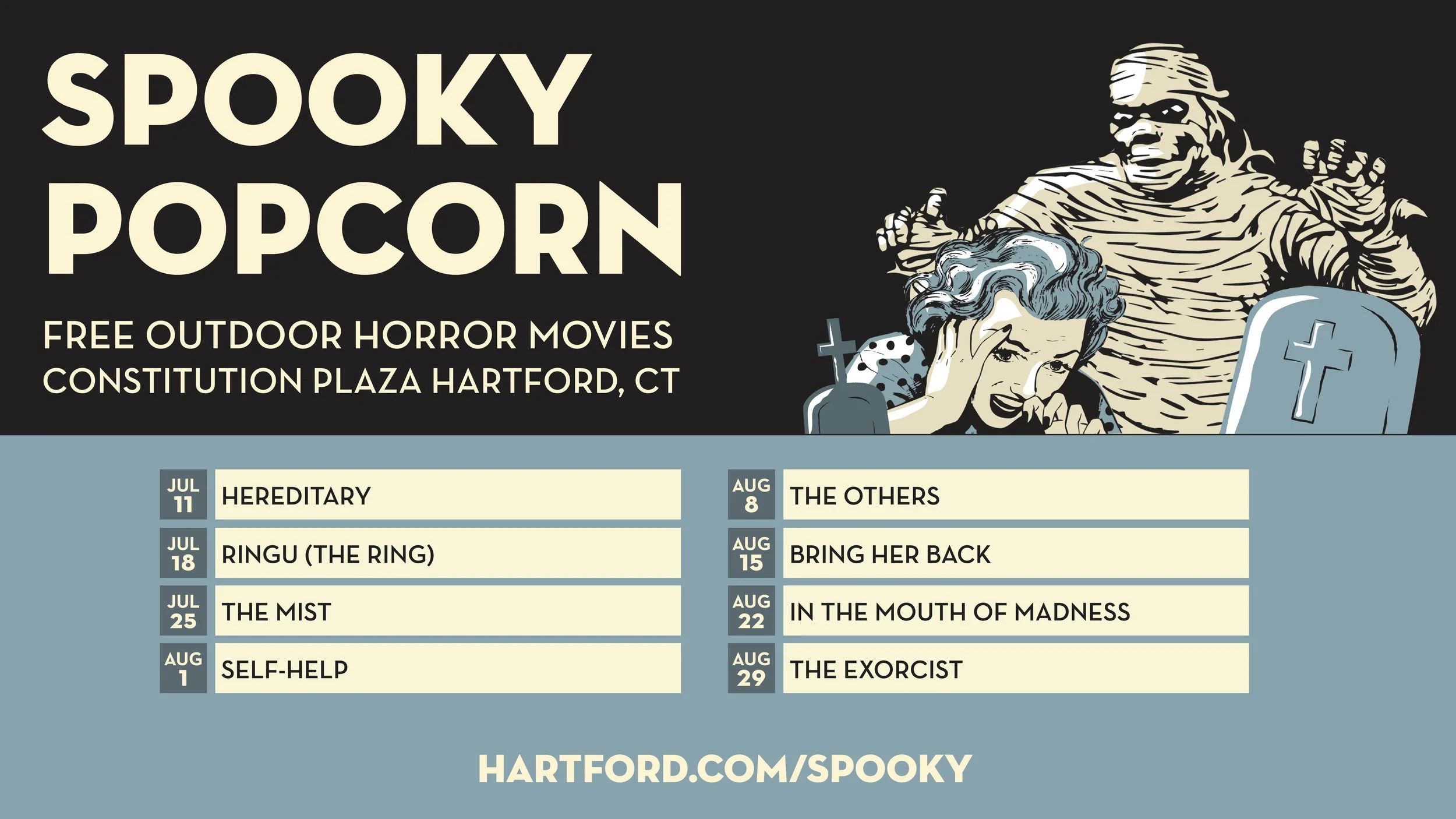 Connecticut’s Only Free, Outdoor Horror Movie Series Returns in 2026 to Downtown Hartford in July and August