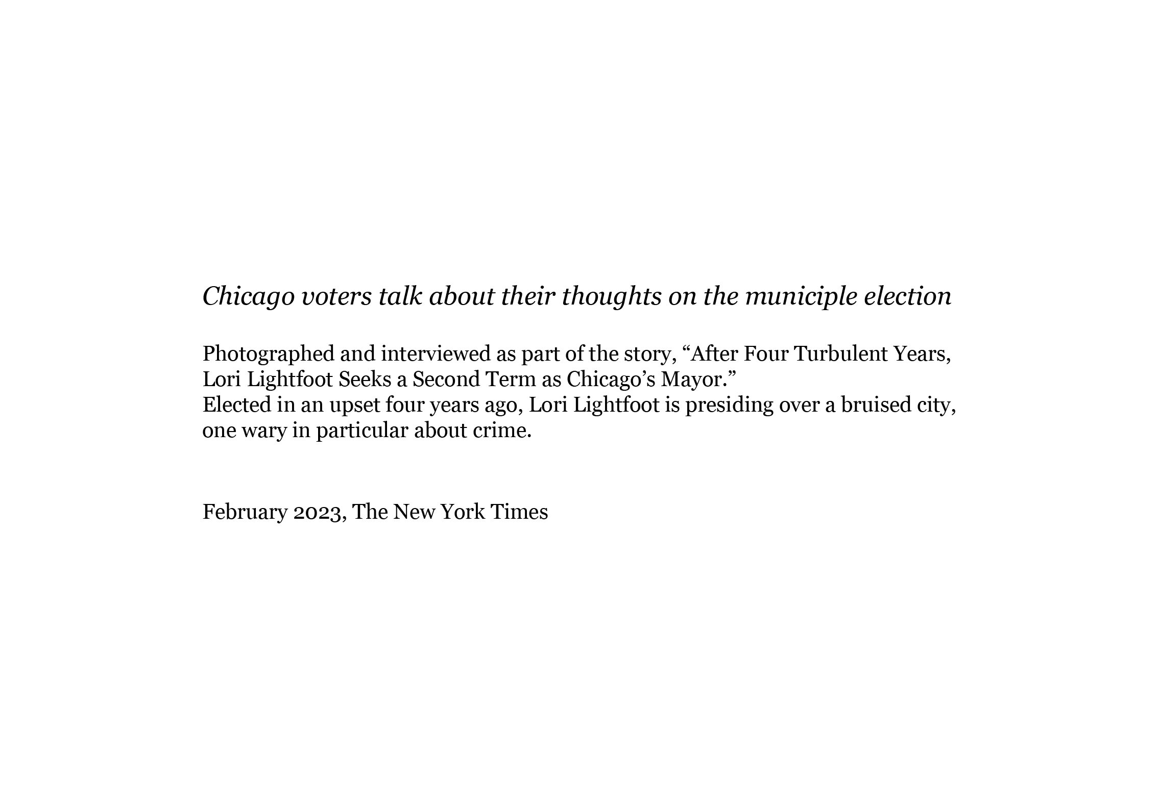  Chicago Voters  The New York Times, 2023  