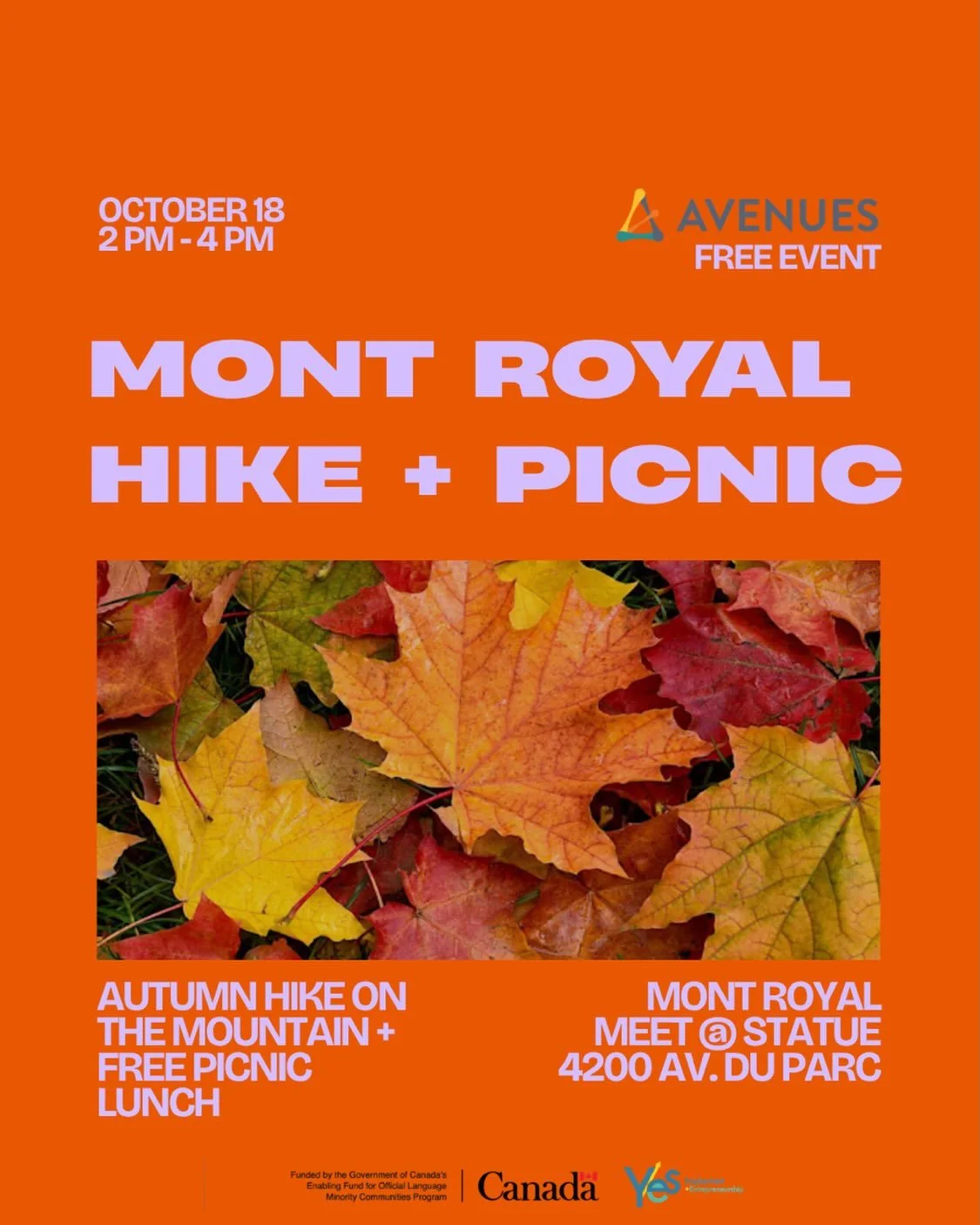This Sunday Oct 18: Autumn hike and free lunch on Mont Royal 🍂🍁🍂 🍁

Sign up link in bio 🔗