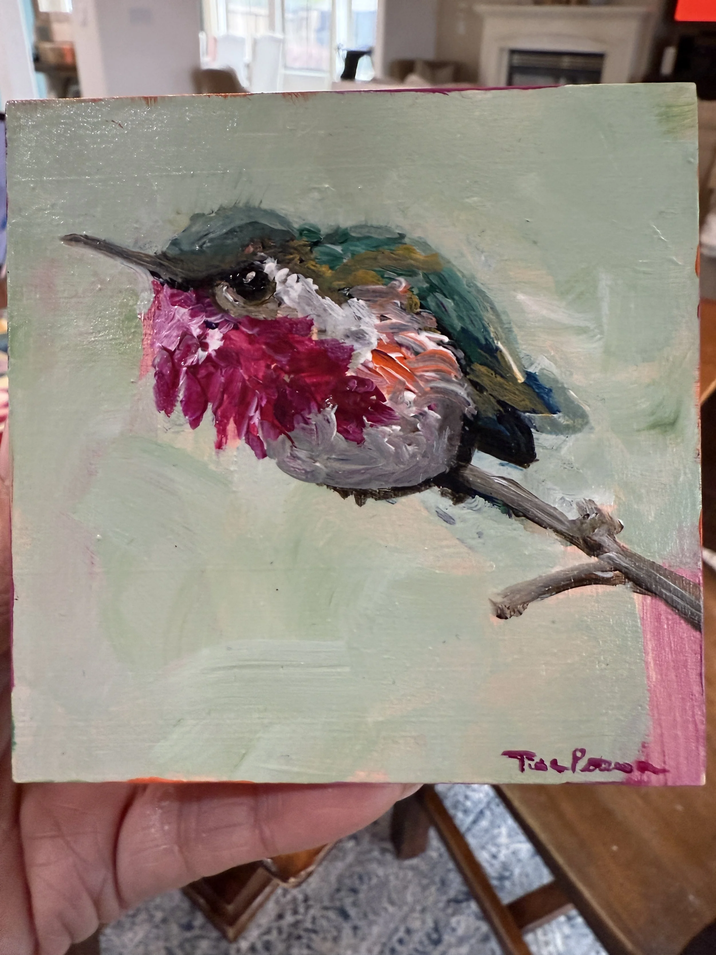 Out on a Limb 4x4" Acrylic Painting Tina Petersen Art..JPG