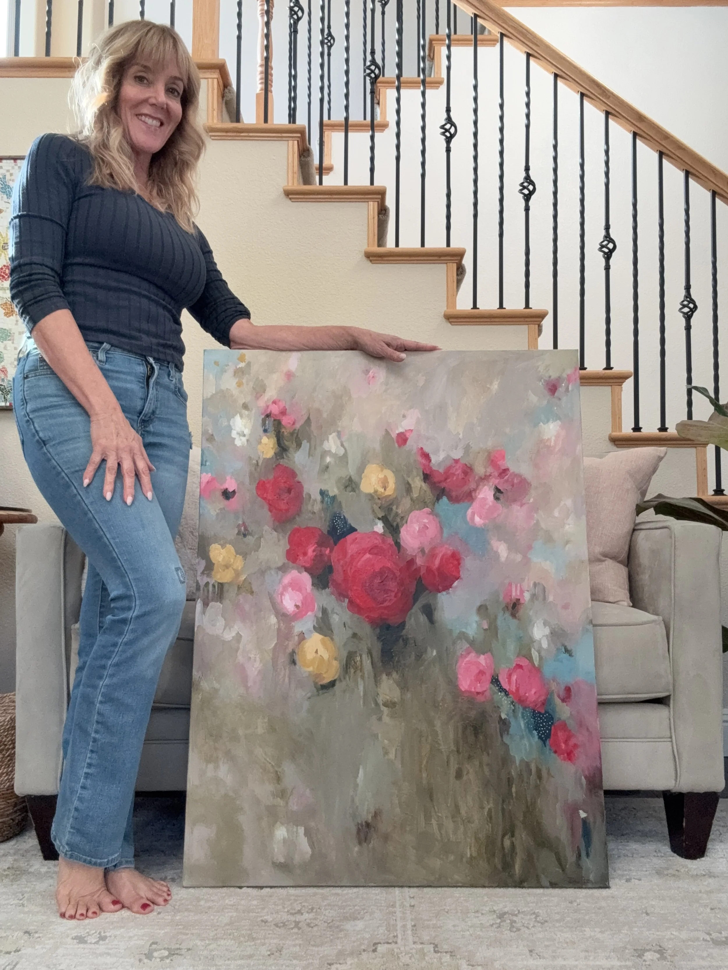 Always with Love Large oil abstract floral 30x40x2 inch by Tina Petersen.JPG