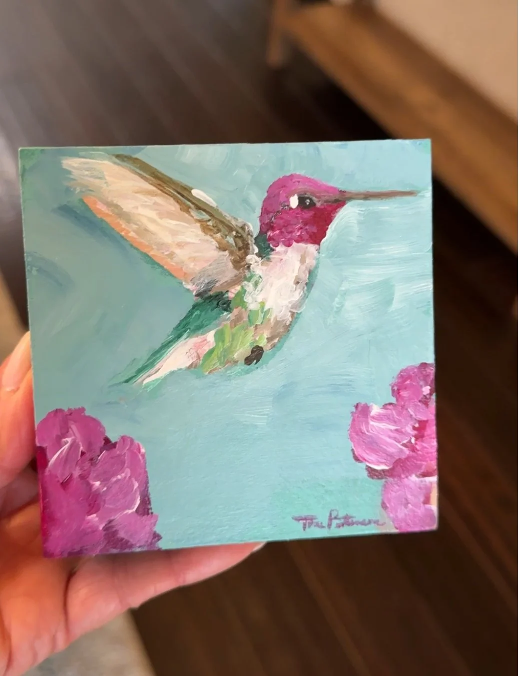 Ready to Fly 3 4x4" Acrylic Painting Tina Petersen Art..jpg