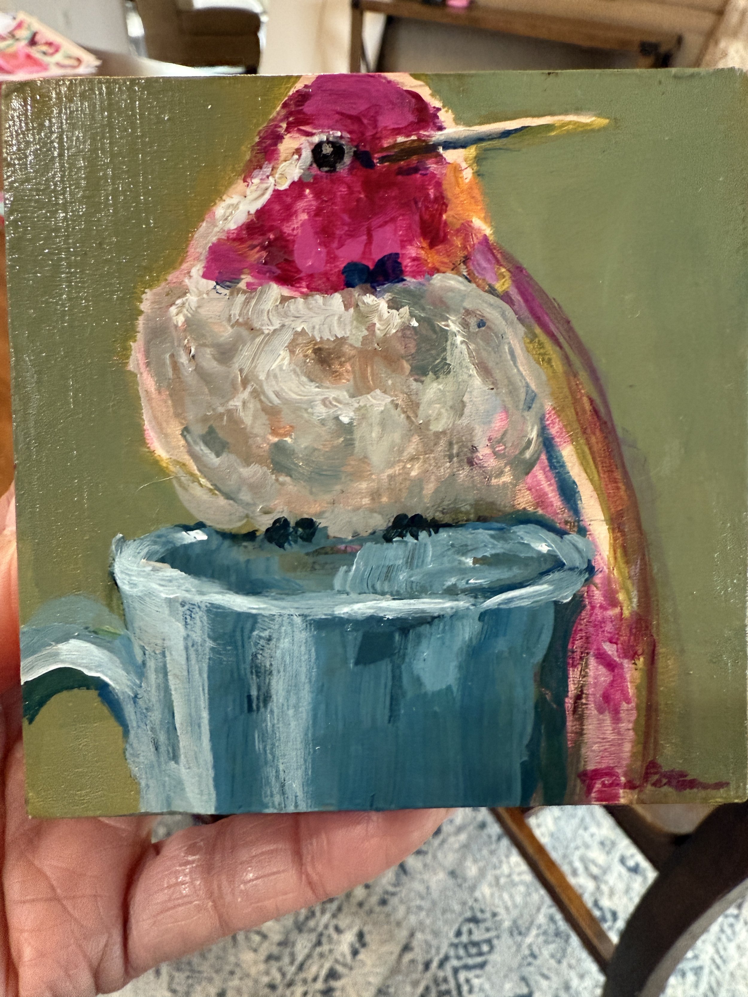 Coffee? 4x4" Acrylic Painting Tina Petersen Art..JPG