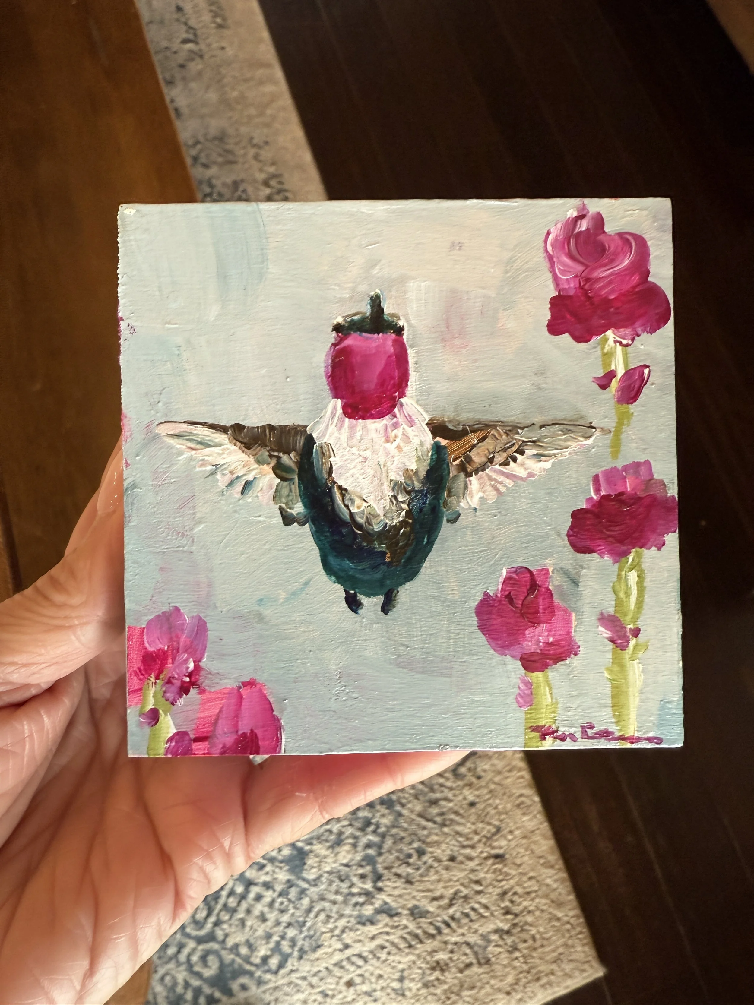 I See You Window 4x4" Acrylic Painting Tina Petersen Art..JPG