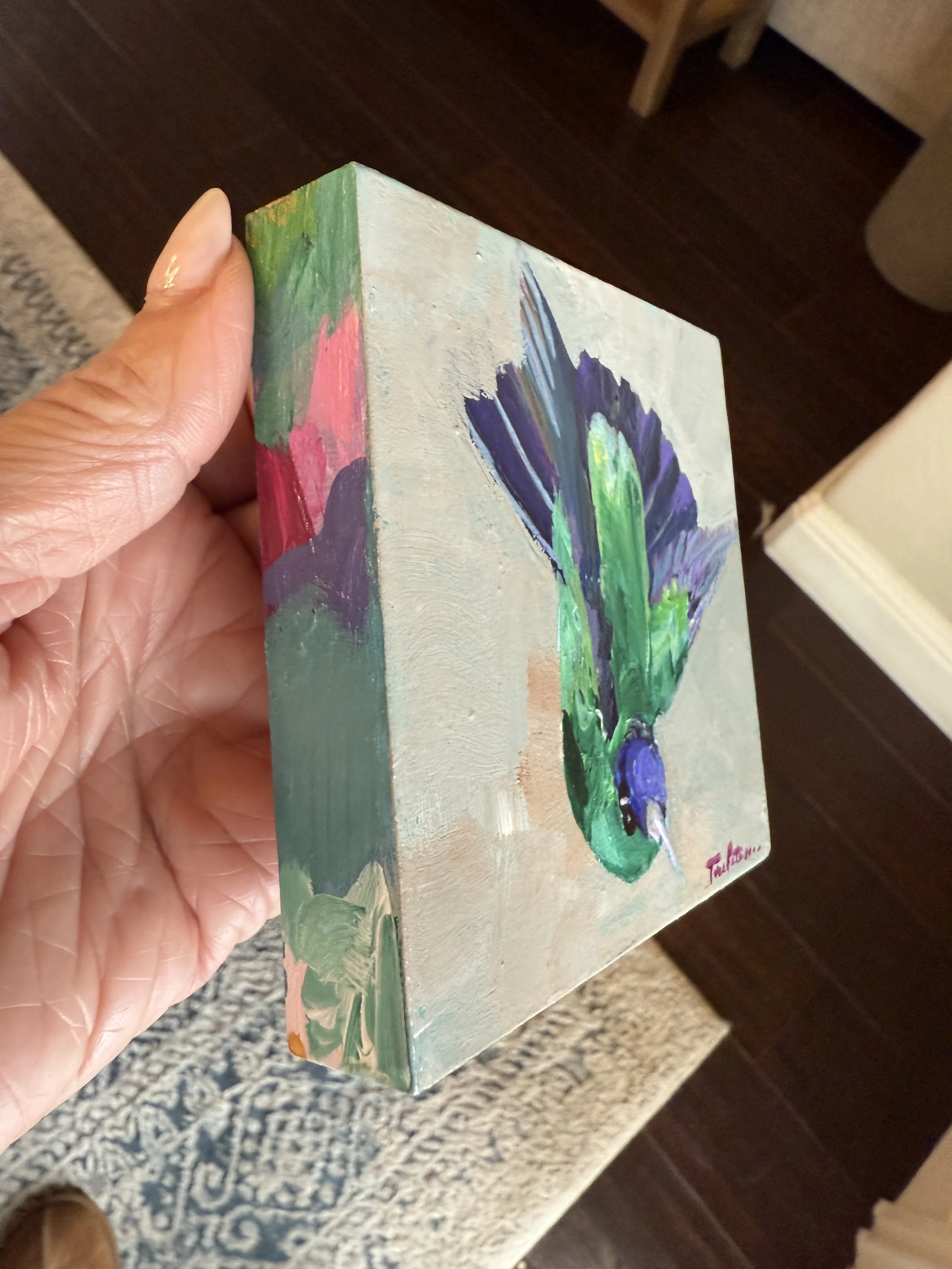 Dive In Sideview 4x4" Acrylic Painting Tina Petersen Art..JPG