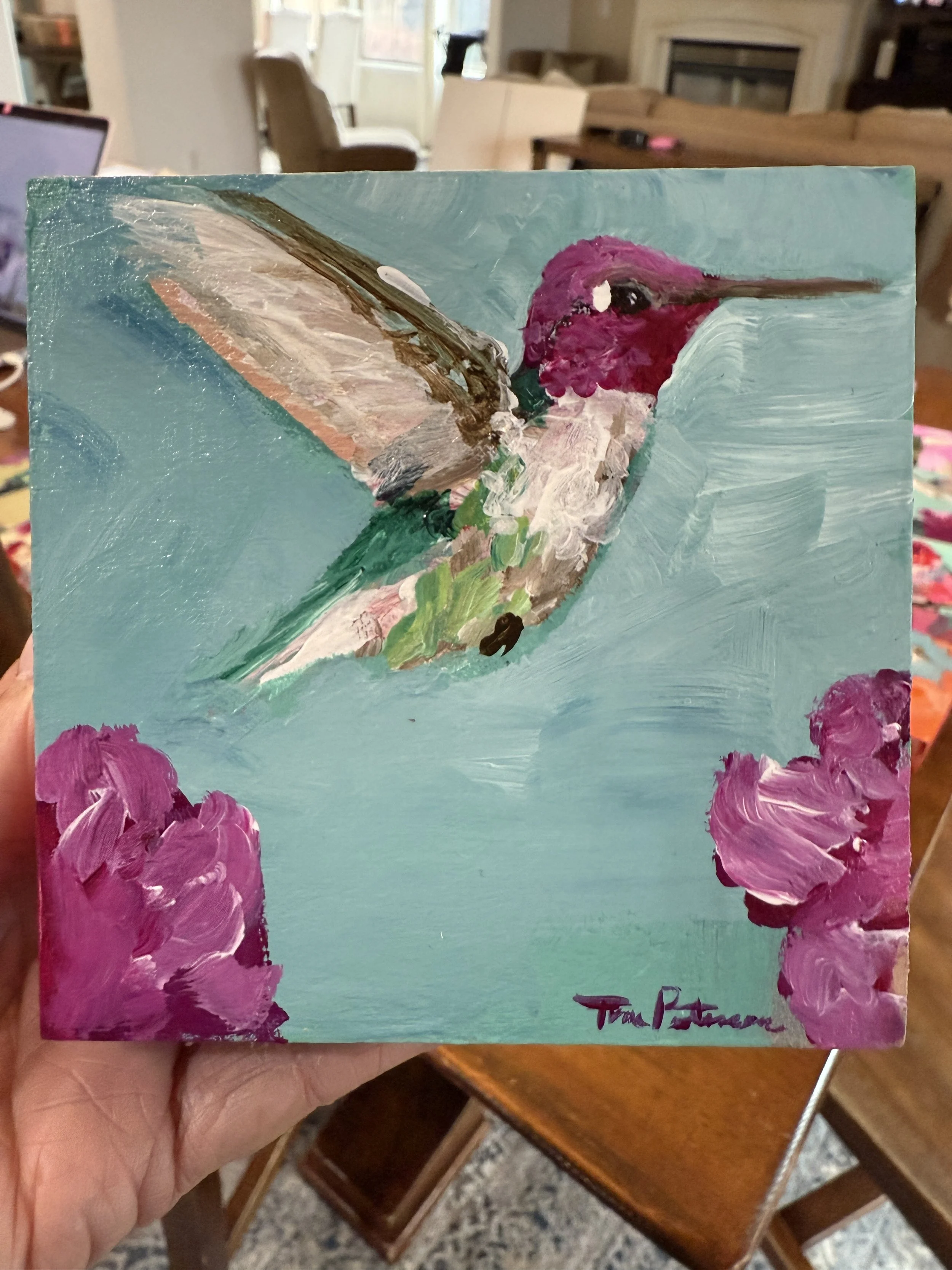 Ready to Fly 4x4" Acrylic Painting Tina Petersen Art..JPG