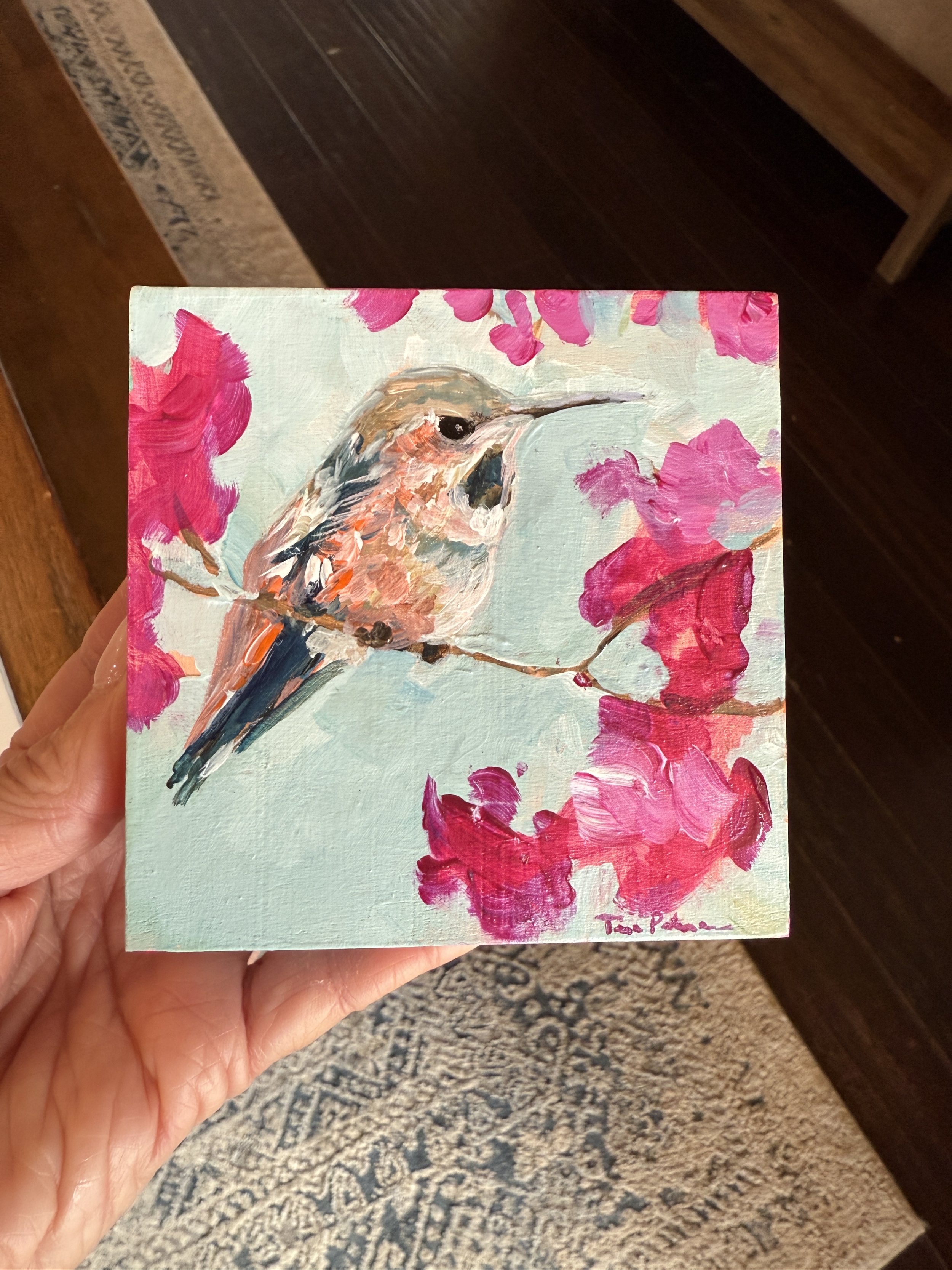 Taking My Time Window 4x4" Acrylic Painting Tina Petersen Art..JPG