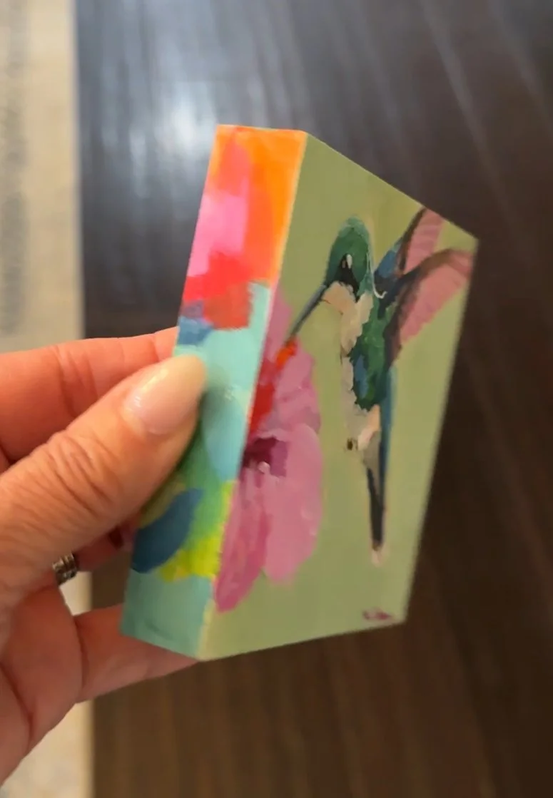 Hummingbird & Hibiscus Side 4x4" Acrylic Painting Tina Petersen Art..jpg