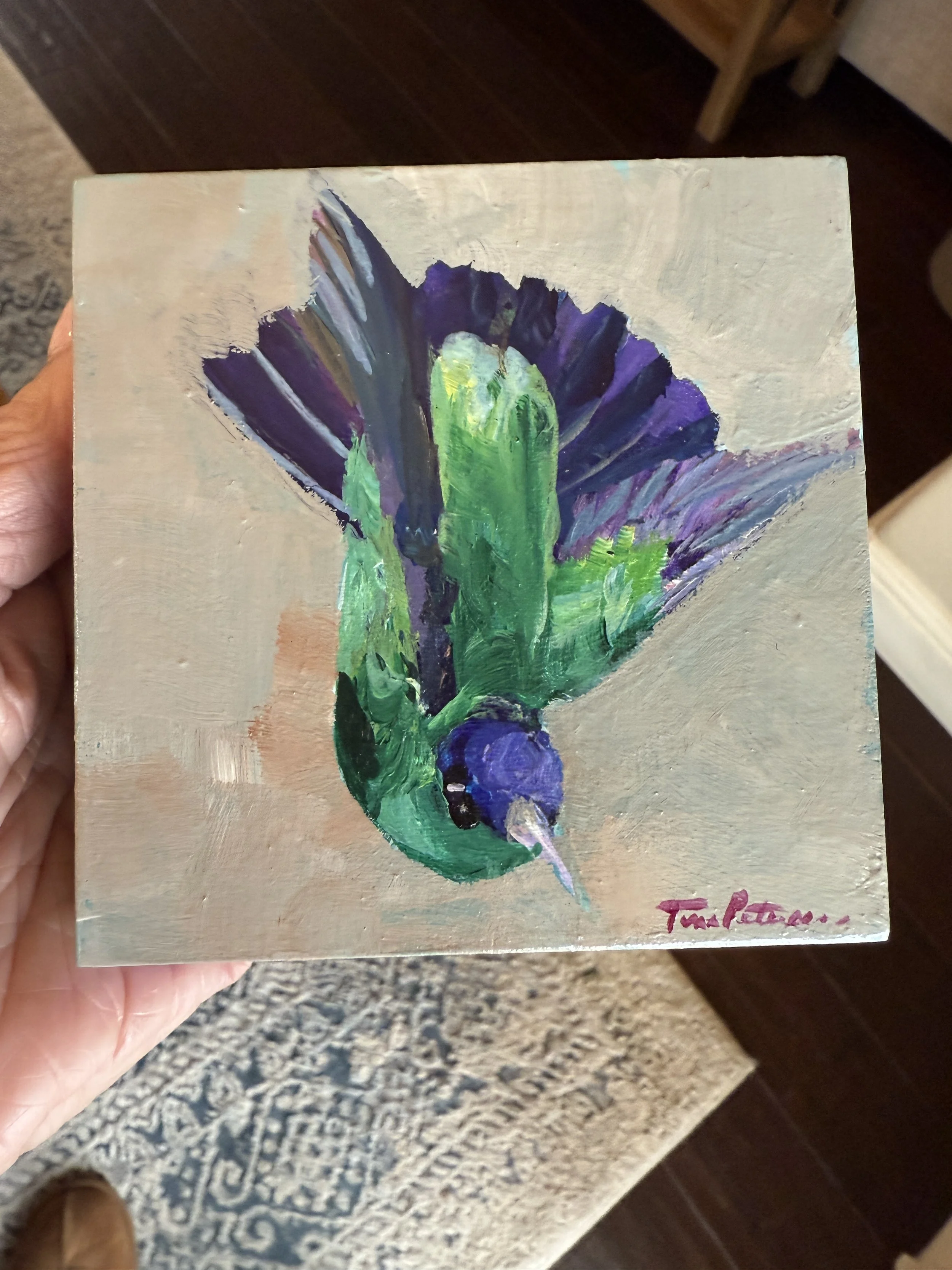 Dive In 3 4x4" Acrylic Painting Tina Petersen Art..JPG