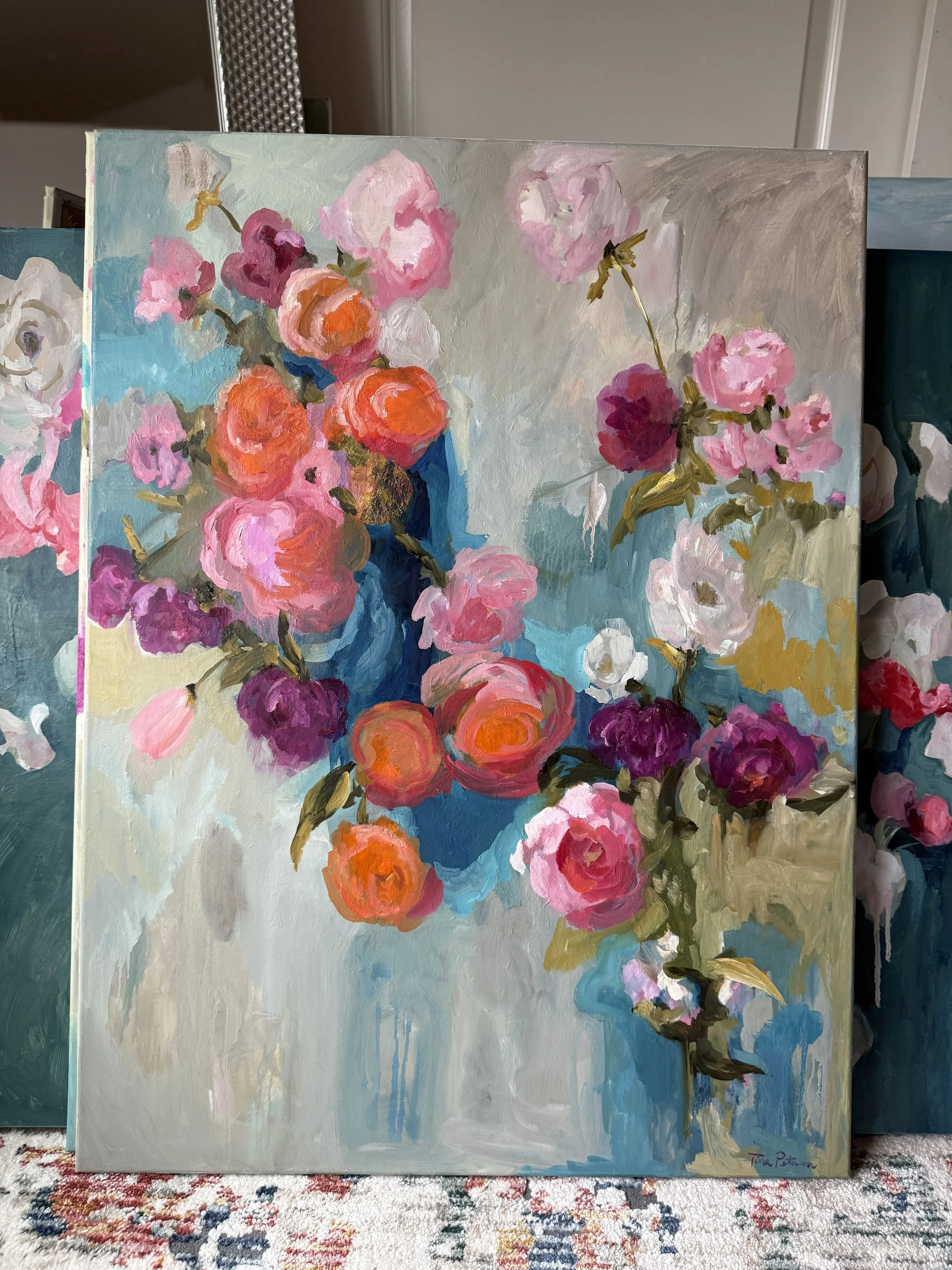 Large Floral Painting "Growing Together" 30x40" oil by Tina Petersen..jpg