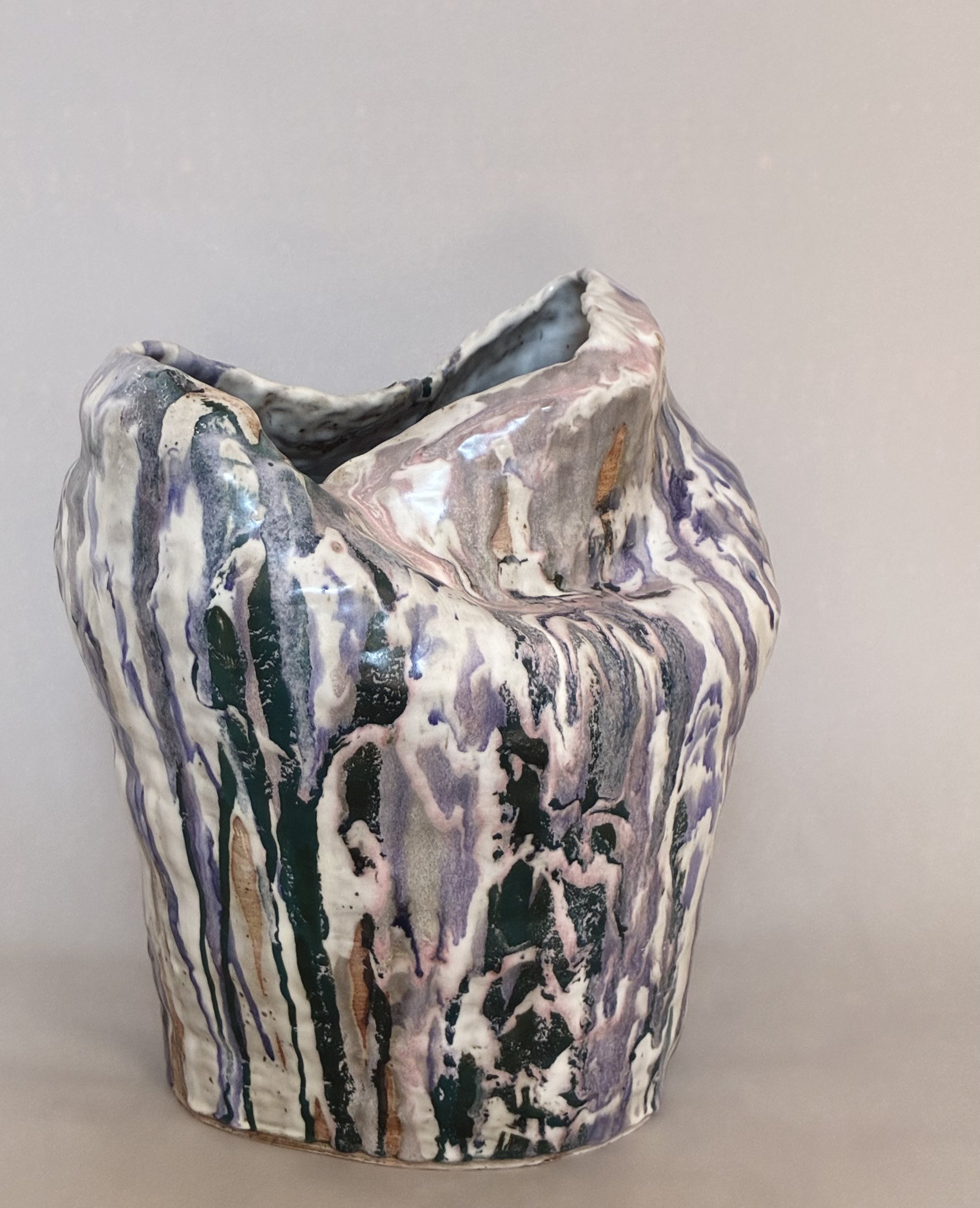 Spilling Over, stoneware,glaze, oxides, 15.5%22 x 11.5%22 x 15%22, 2025.jpeg