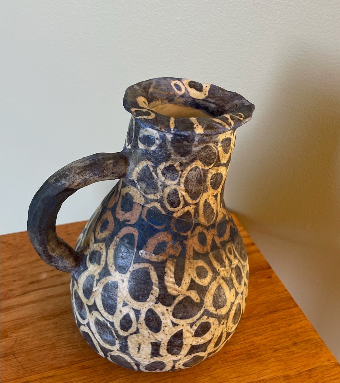 Blue+Pitcher+%2314%2C++9_+x+7_%2C+recylced+clay%2C+blue+stain%2Cwax+resist%2C+eggshell+glaze%2C+2024%2C+%24100+.jpg