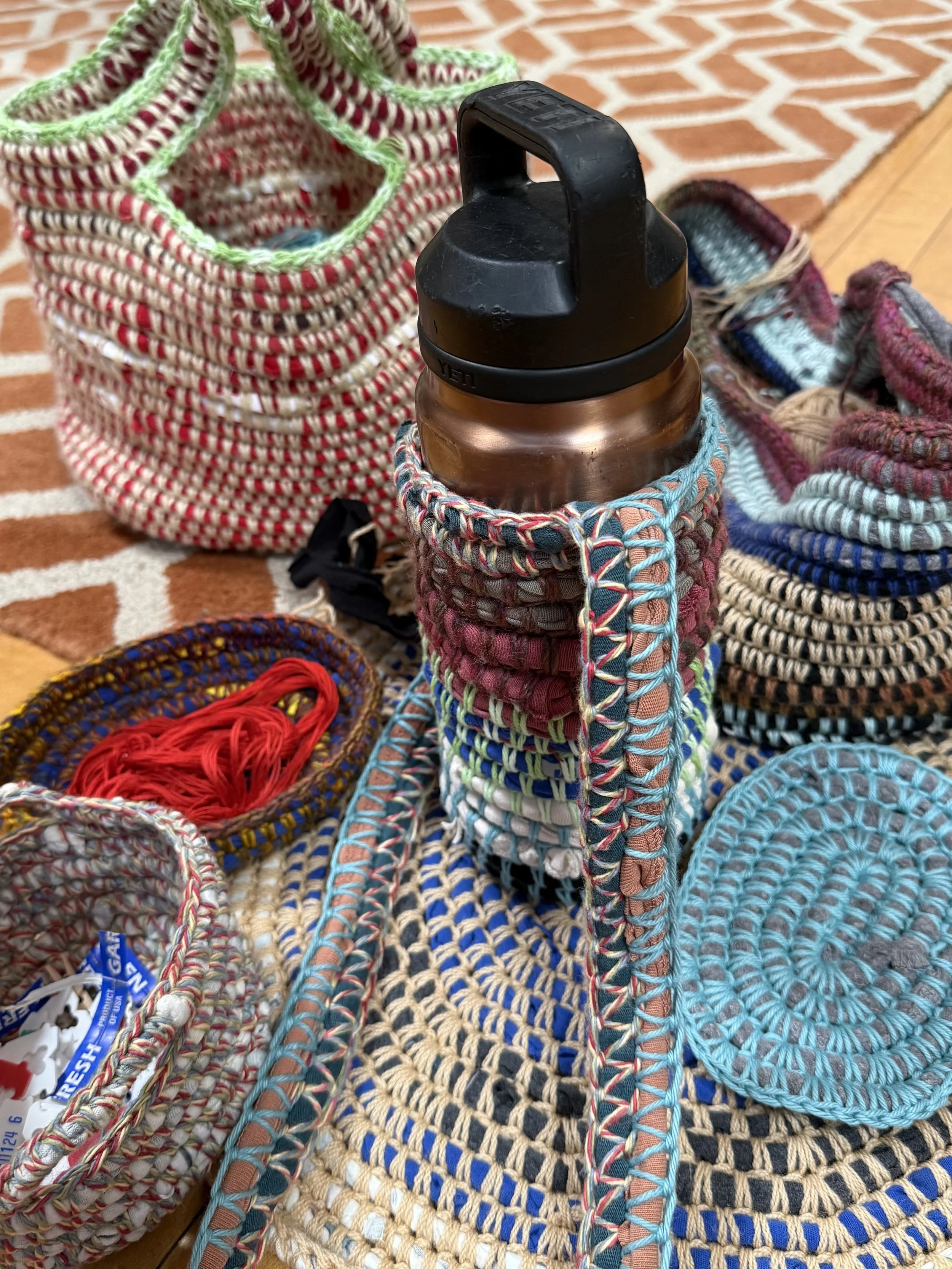 Sculptural Crochet: Fabric Scrap Baskets