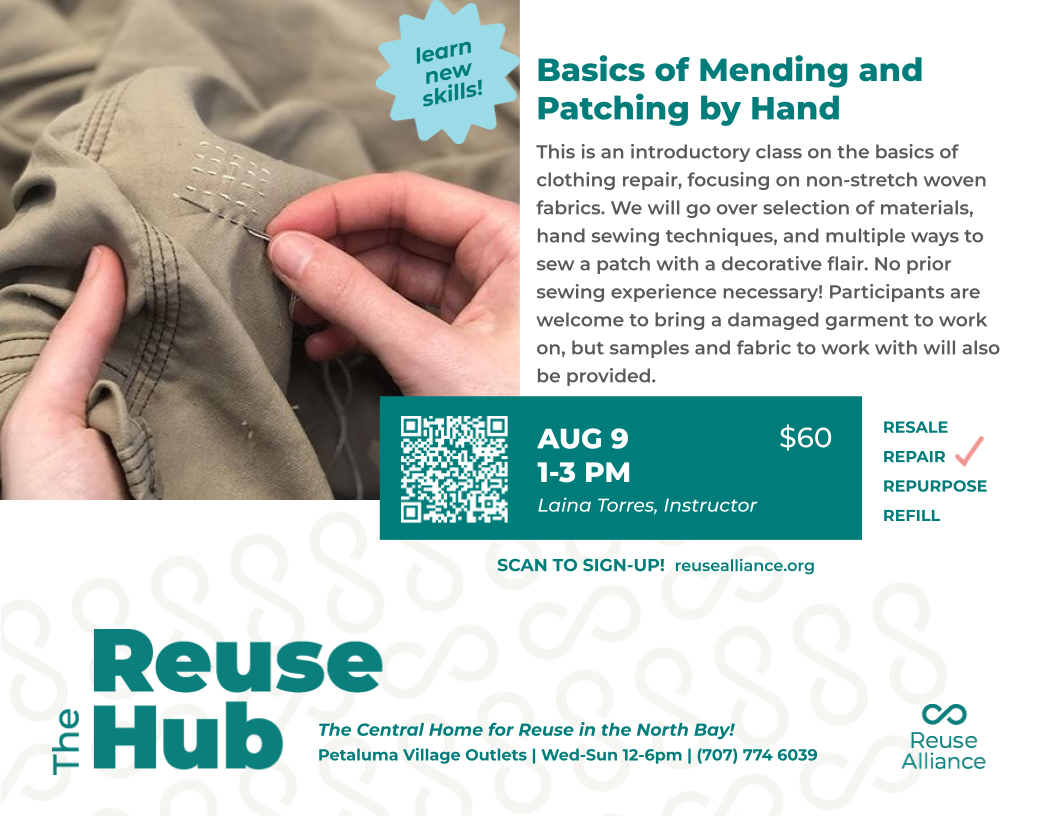 mending patching workshop petaluma hand sewing reuse