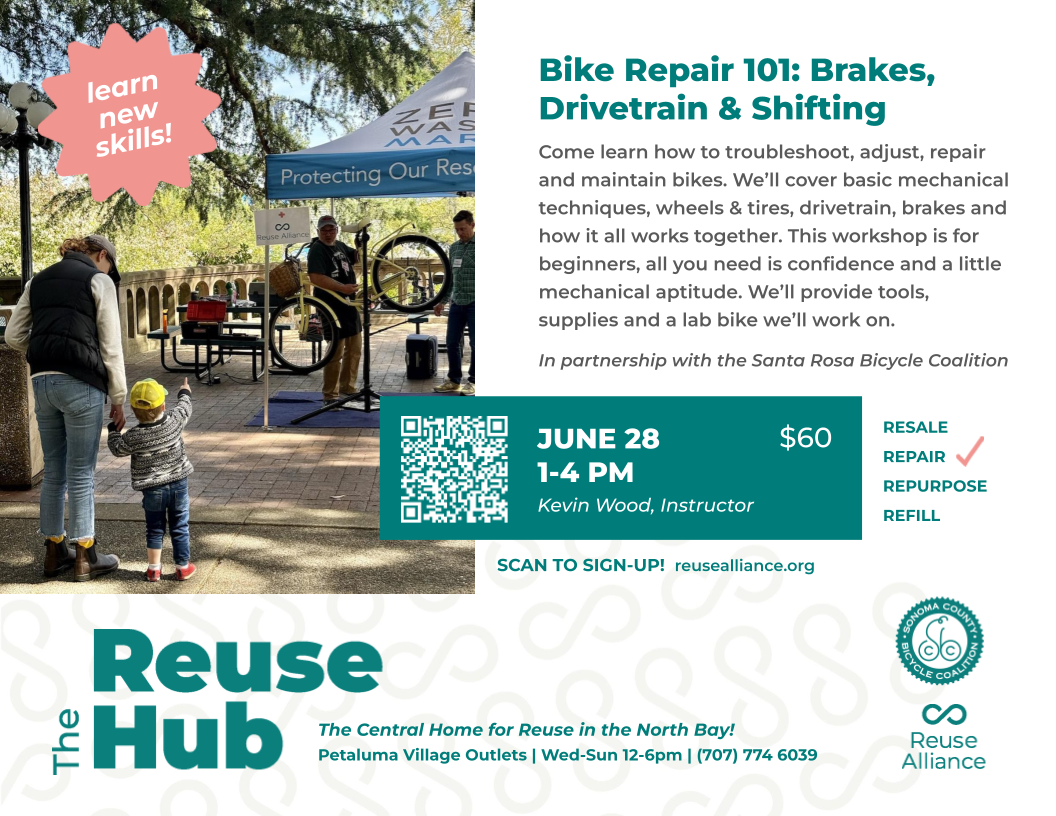 Bike Repair Workshop Brakes Drivetrain Shifting Petaluma Reuse Hub
