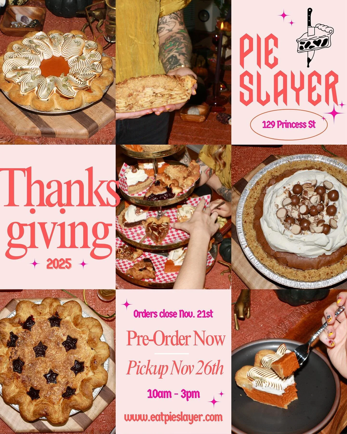 THANKSGIVING 2025 IS LIVE!! 🔪🥧
Did we throw a pie party with our friends to celebrate the pie version of the Super Bowl? Yes, and so can you!! Click the link in our bio to order now through Nov. 21st (or sell out) and swipe to see this year’