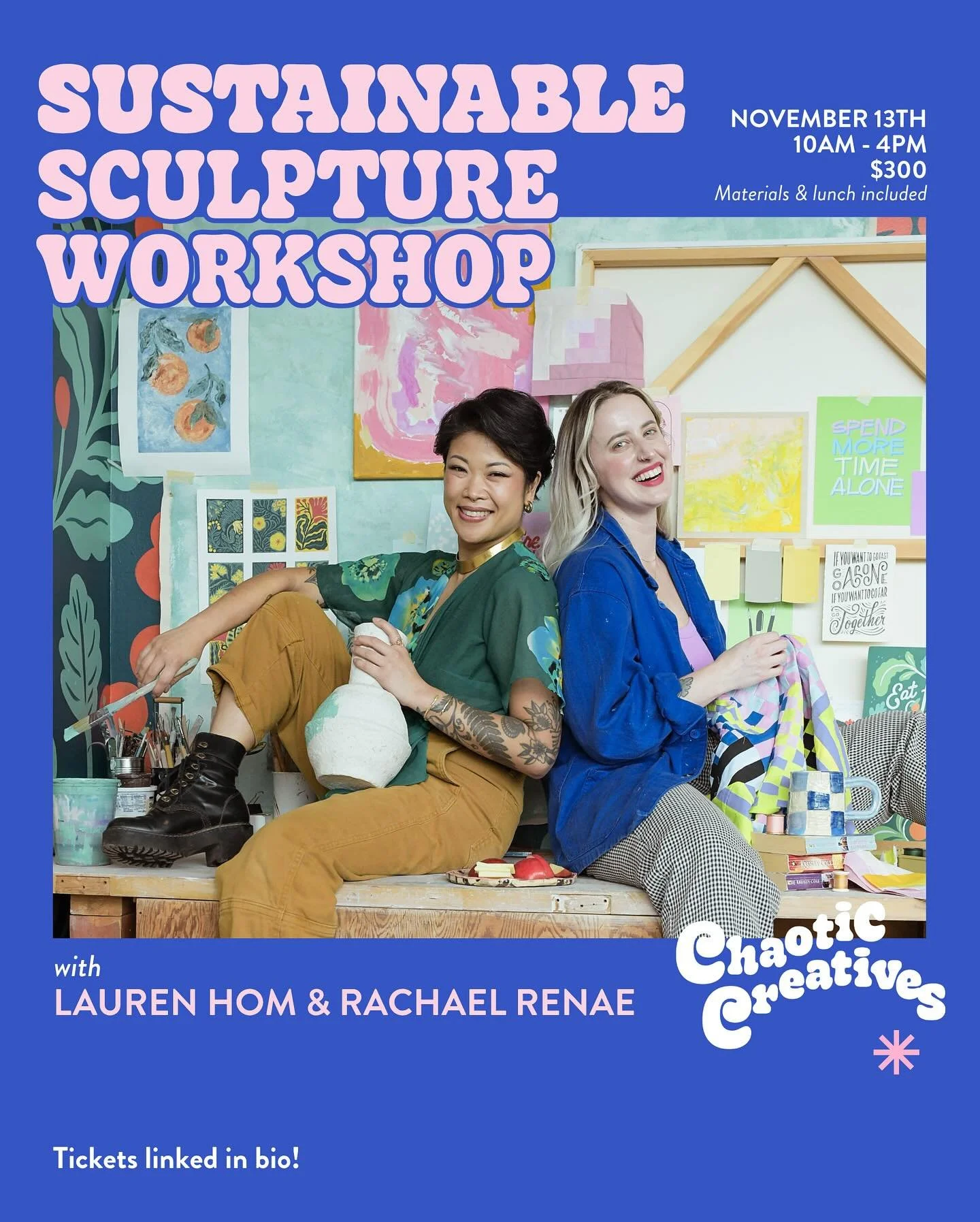 SUSTY SCULPTURE WORKSHOP! 

If you&rsquo;ve been following along with CRASH COURSE, our mini-series, you&rsquo;ve heard us brainstorming a creative workshop to host together in New York. In part 2 (out now!) we land on the idea for sustainable sculpt