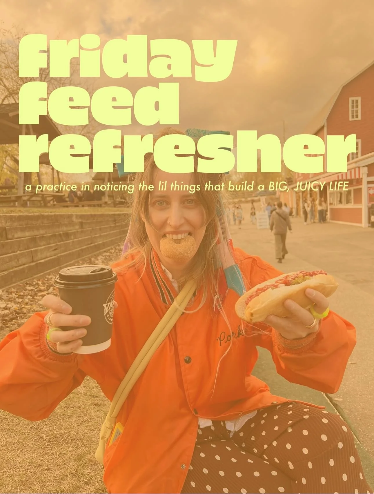 🎃FRIDAY FEED REFRESHER🎃
Where I share moments of joy from the last week in a practice of noticing the little things that build a big, juicy life! 

1-2. Checking CIDER MILL off of our fall PLAY lists 
3. Honored to be invited to teach a guest lectu