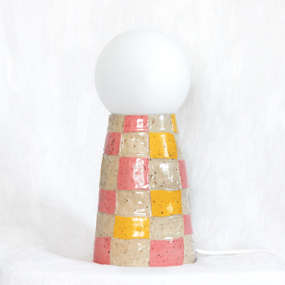 Rachael-Renae-Handcrafted-Pink-Yellow-Checkered-Ceramic-Lamp.gif