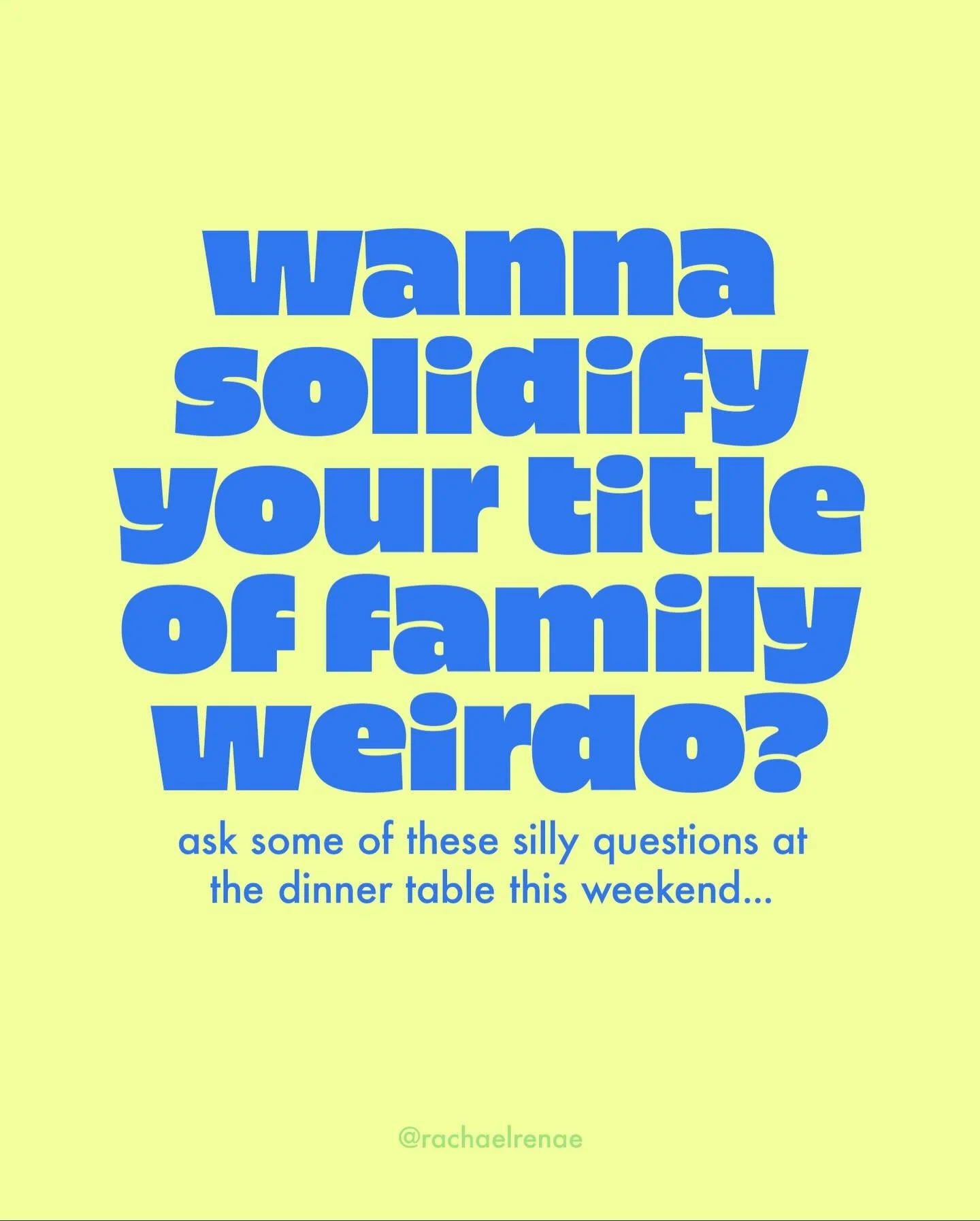 Family freaks, it&rsquo;s our time to shine! 😎

#prioritizeplay #creativepractice #conversationstarters #sillyquestions