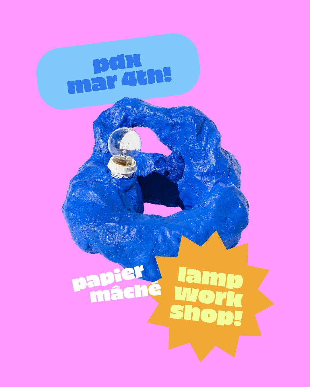 PORTLAND!!! 

I&rsquo;m teaching a papier-mache freak lamp workshop March 4th! 

Spots are limited! Can&rsquo;t wait to see you!