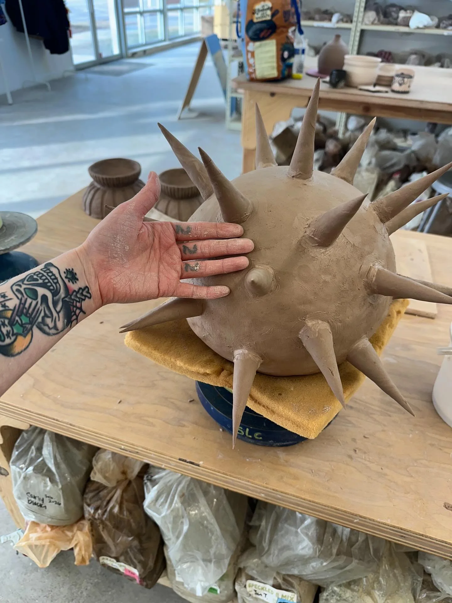 ‼️the grief ball is in the kiln‼️

I&rsquo;m so excited about this piece, and creating it is the demonstration of holding grief and joy at the same time. I&rsquo;m having such a blast making it, learning new skills, doing creative problem solving. 

