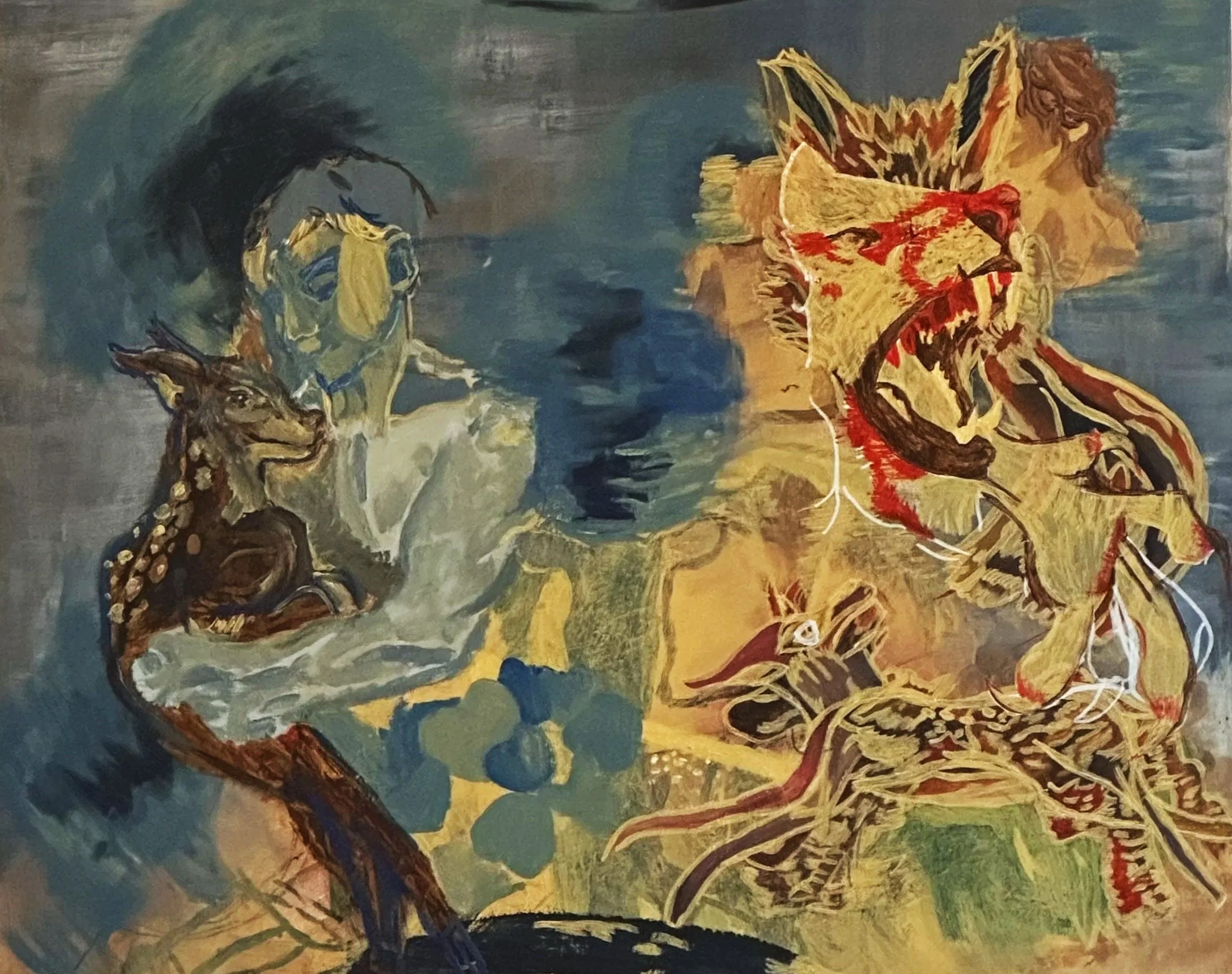 "Hold me" Acrylic on Wood, 2024, H51 x 60 x D5 cm