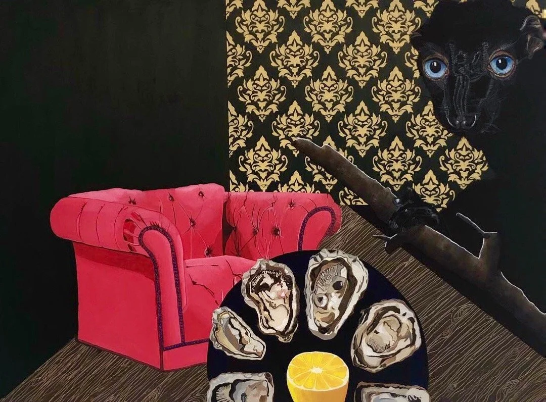 “A Lamb to Slaughter” Acrylic on Wood, 2018, H100 x W140 x D10 cm