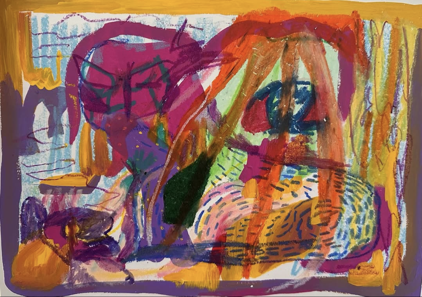 "Proud" Acrylic & Coloured Pencil on Paper, 2023, H21 x 30 cm