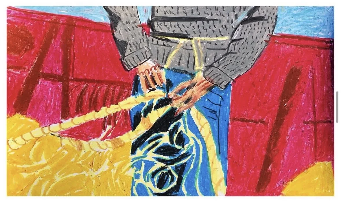 "Fisherman's Hands" 
Oil Pastel on Paper, 
2021, 
H42 x W59 cm