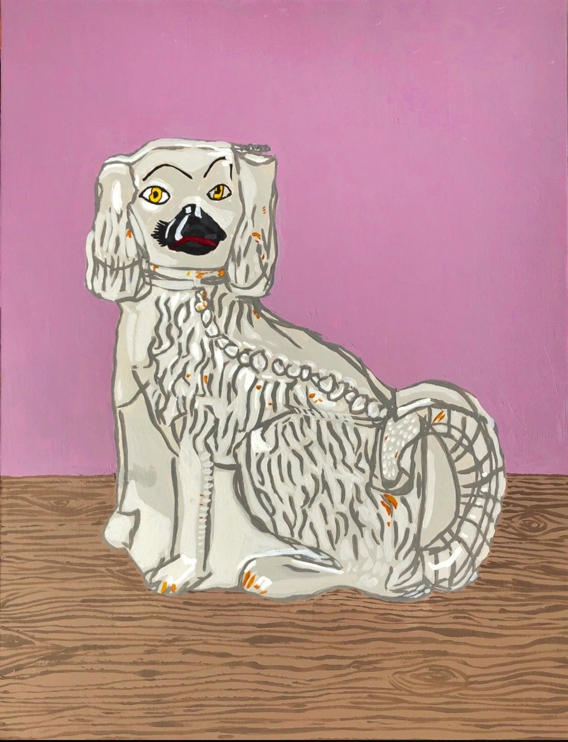 "Porcelain Dog on the Right” Acrylic on Board, 2020, H50 x W40 cm