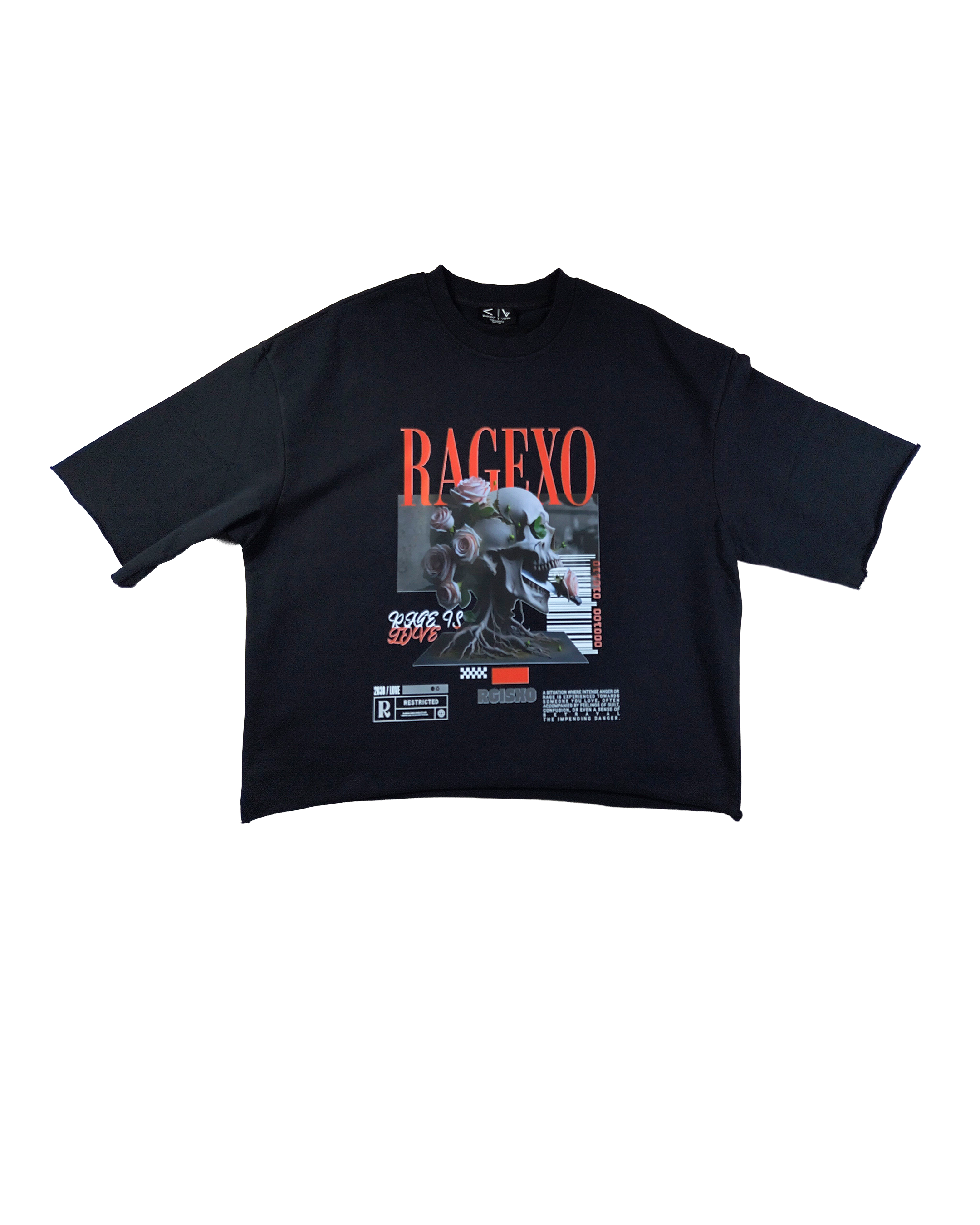 Black & Red Rage Is Love Boxy Cropped Tee