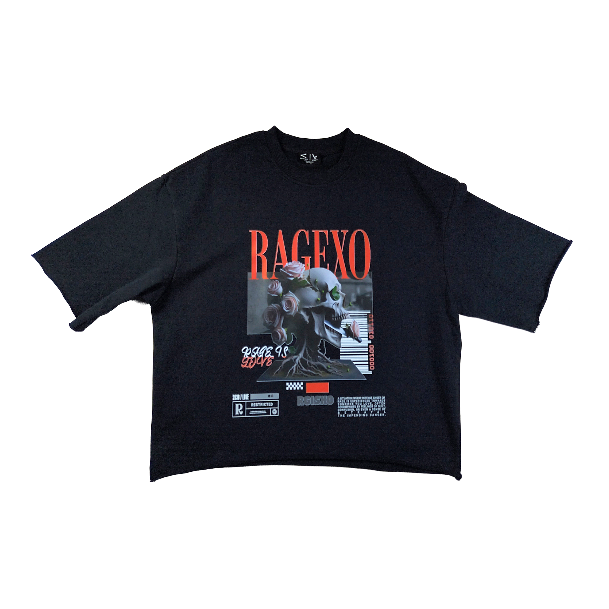 Black & Red Rage Is Love Boxy Cropped Tee