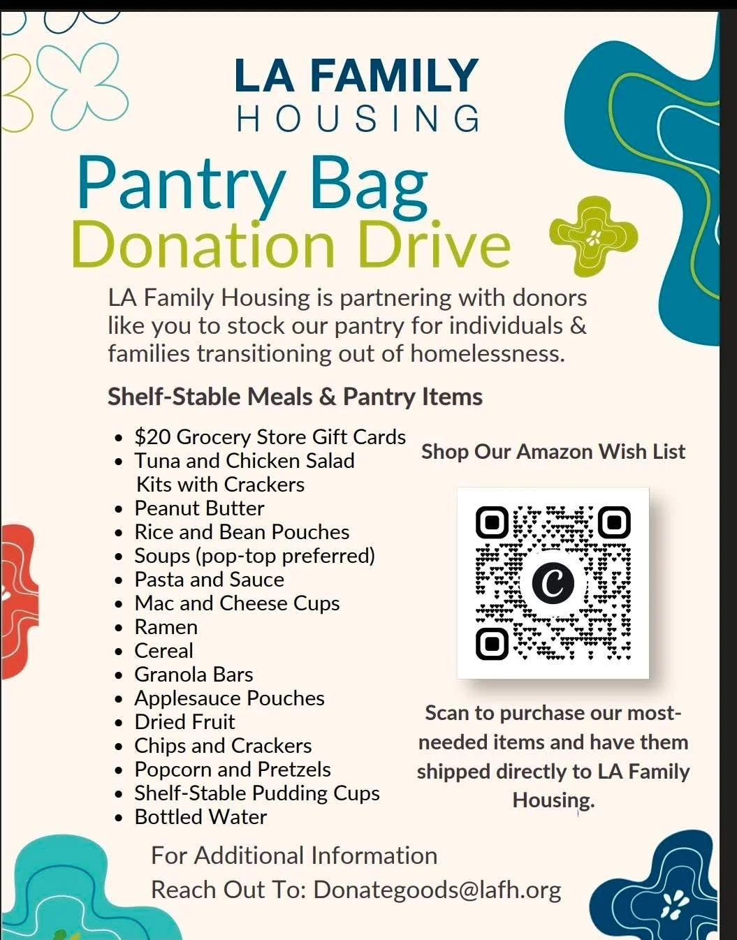 LA Family Housing Pantry Donation description