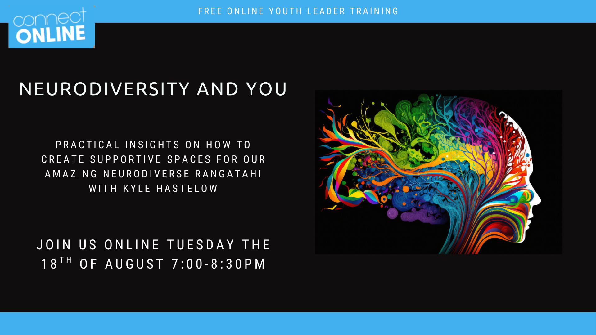 Neurodiversity and You - Practical insights on how to create supportive spaces for our amazing neurodiverse rangatahi.
With kyle Hastelow
