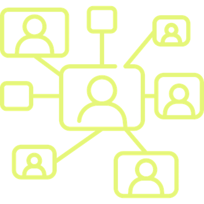 Skizze eines Netzwerks mit verbundenen Benutzersymbolen.