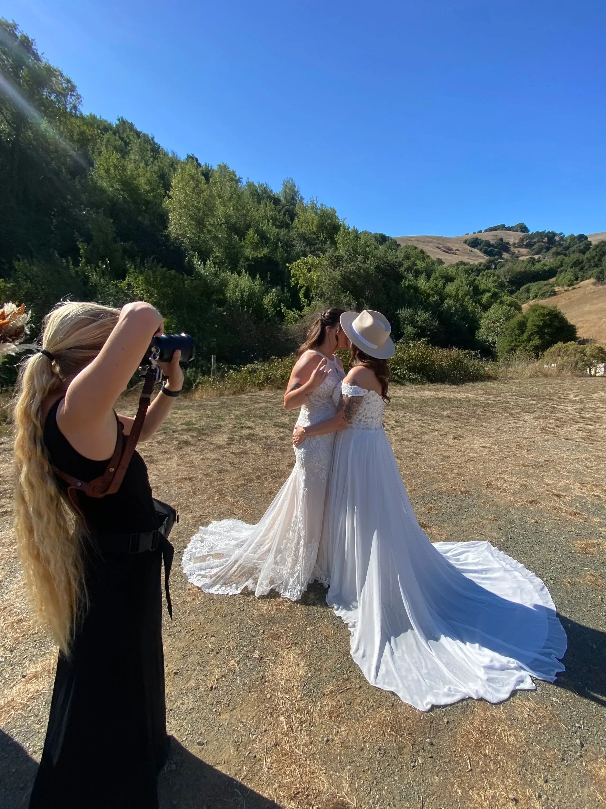 Photographer shooting wedding outdoors on Santa Cruz coast