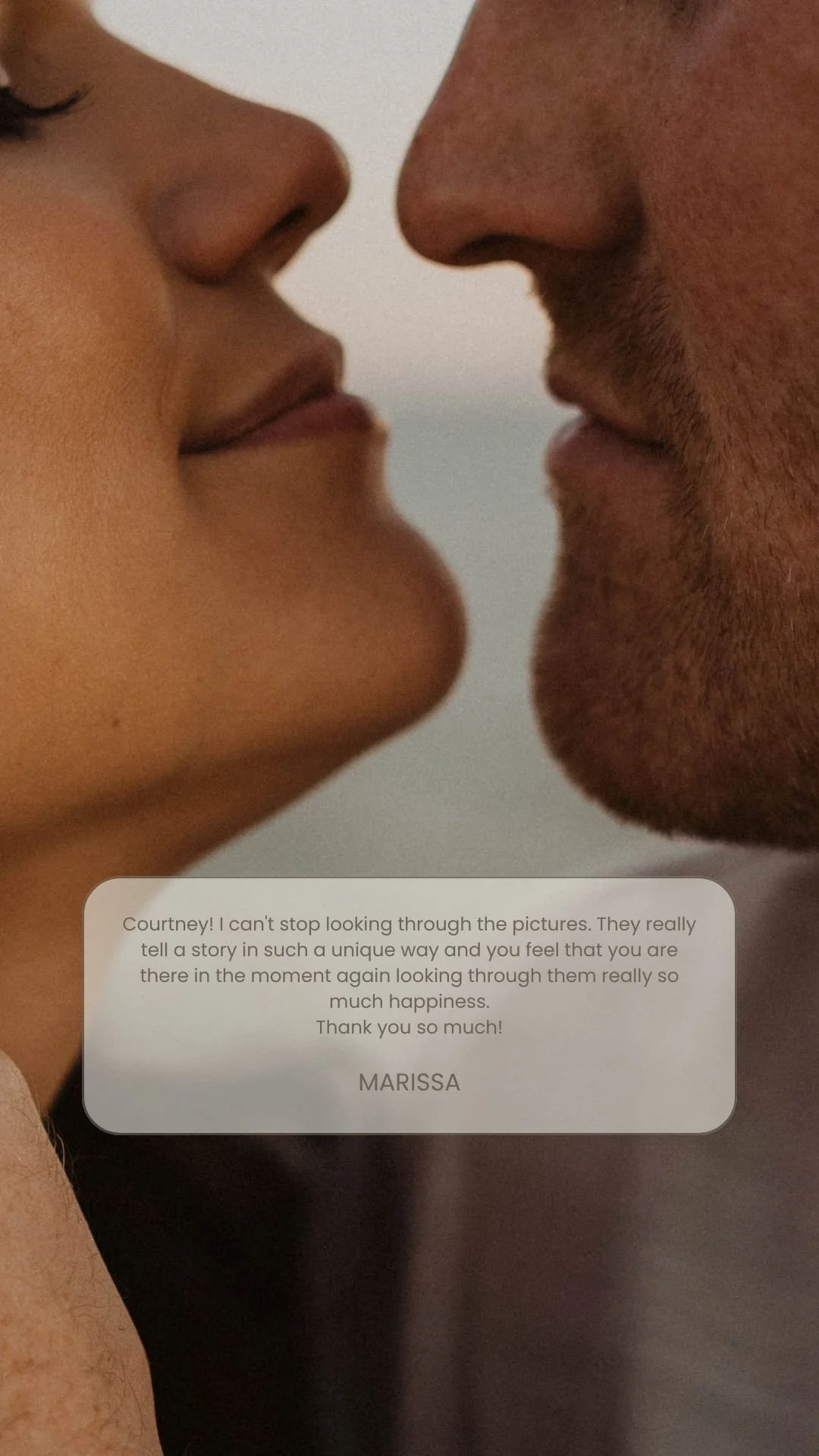 Close-up of a woman and a man about to kiss, showing their noses and mouths.