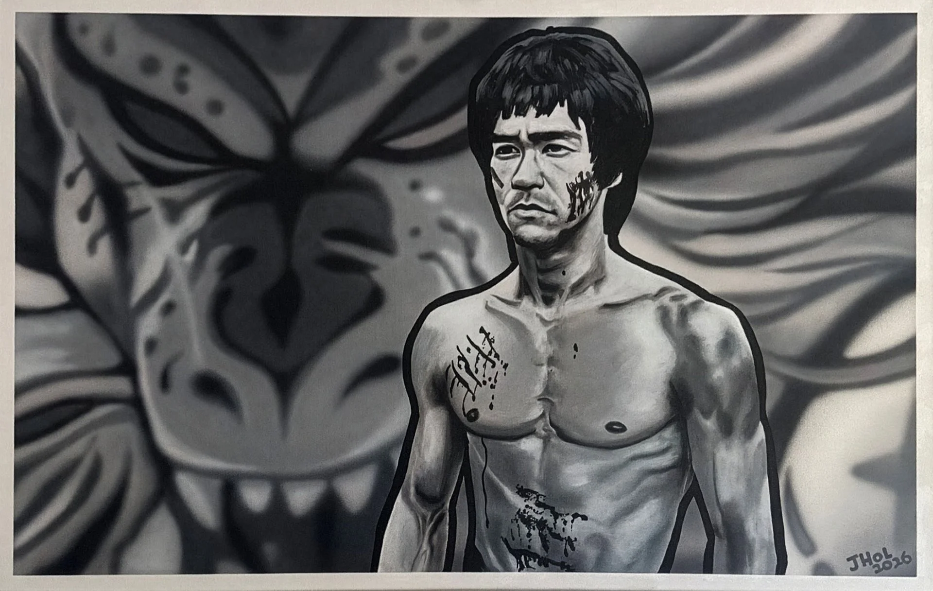 DragonBruceZ | 2026 Original Acrylic & Airbrush on Canvas 36" x 24"