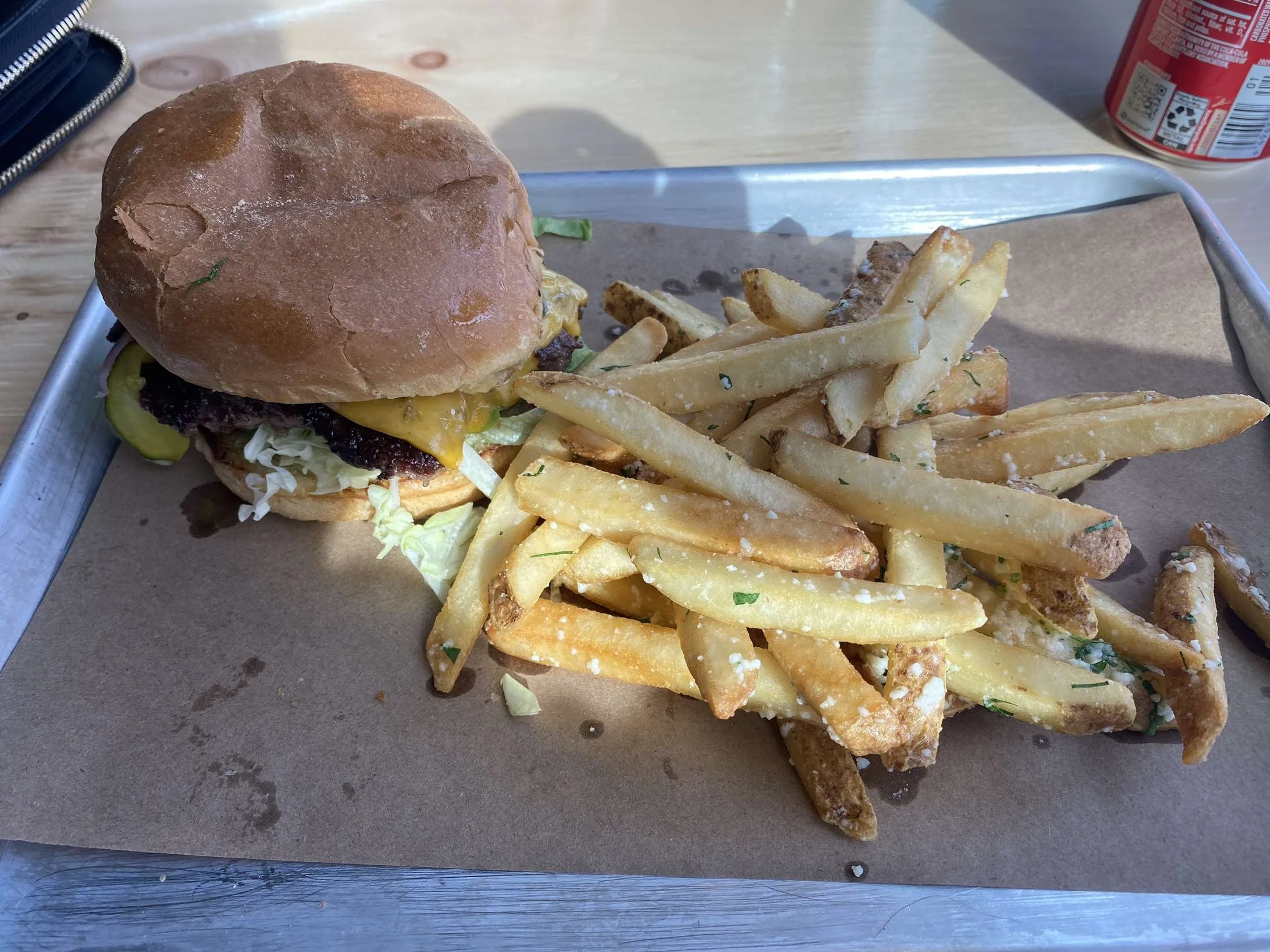 Smash burger with truffle fries
