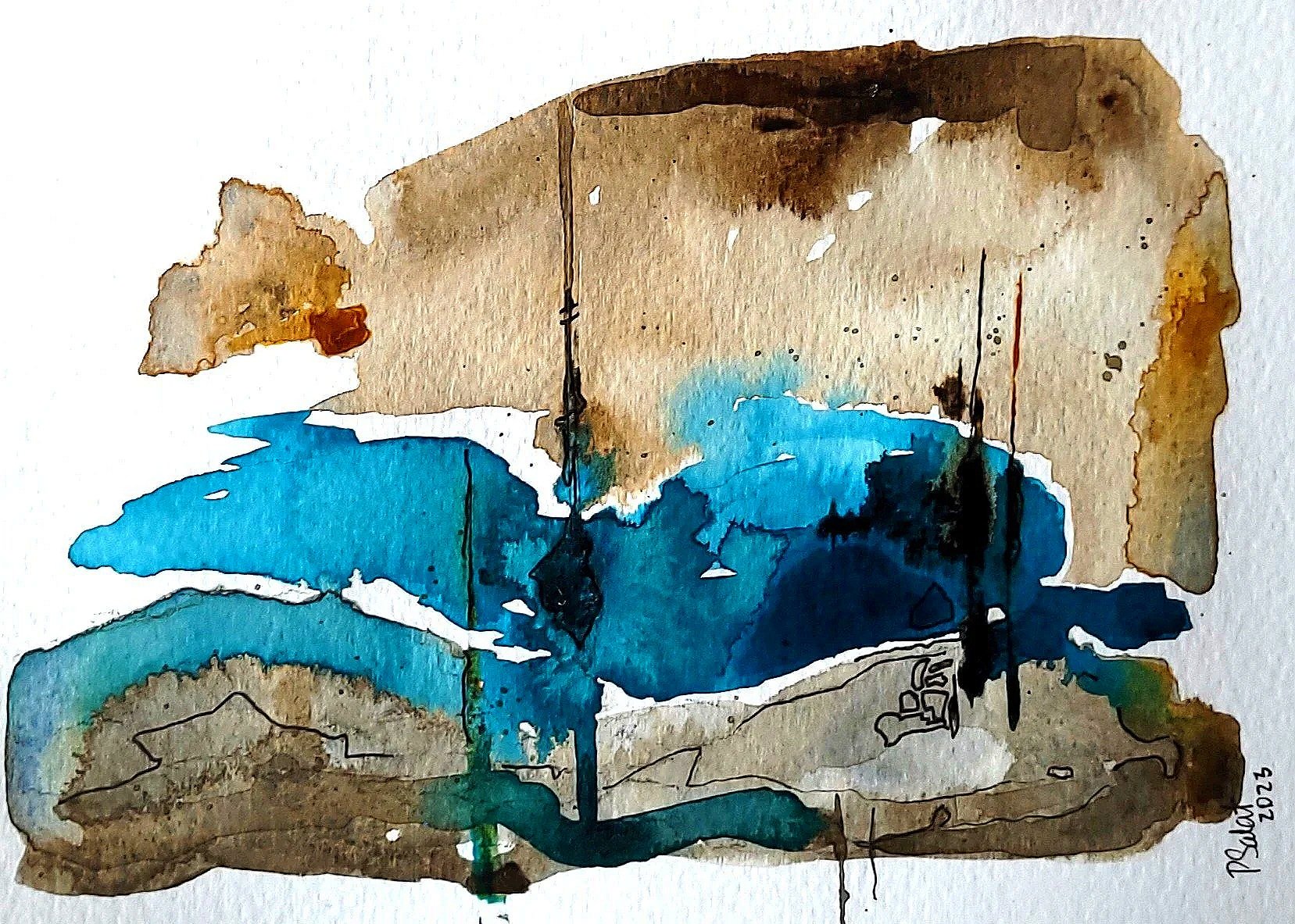 "Mountain Jewel" on watercolor paper
Image 5" x 7"
Frame 9" x 12"