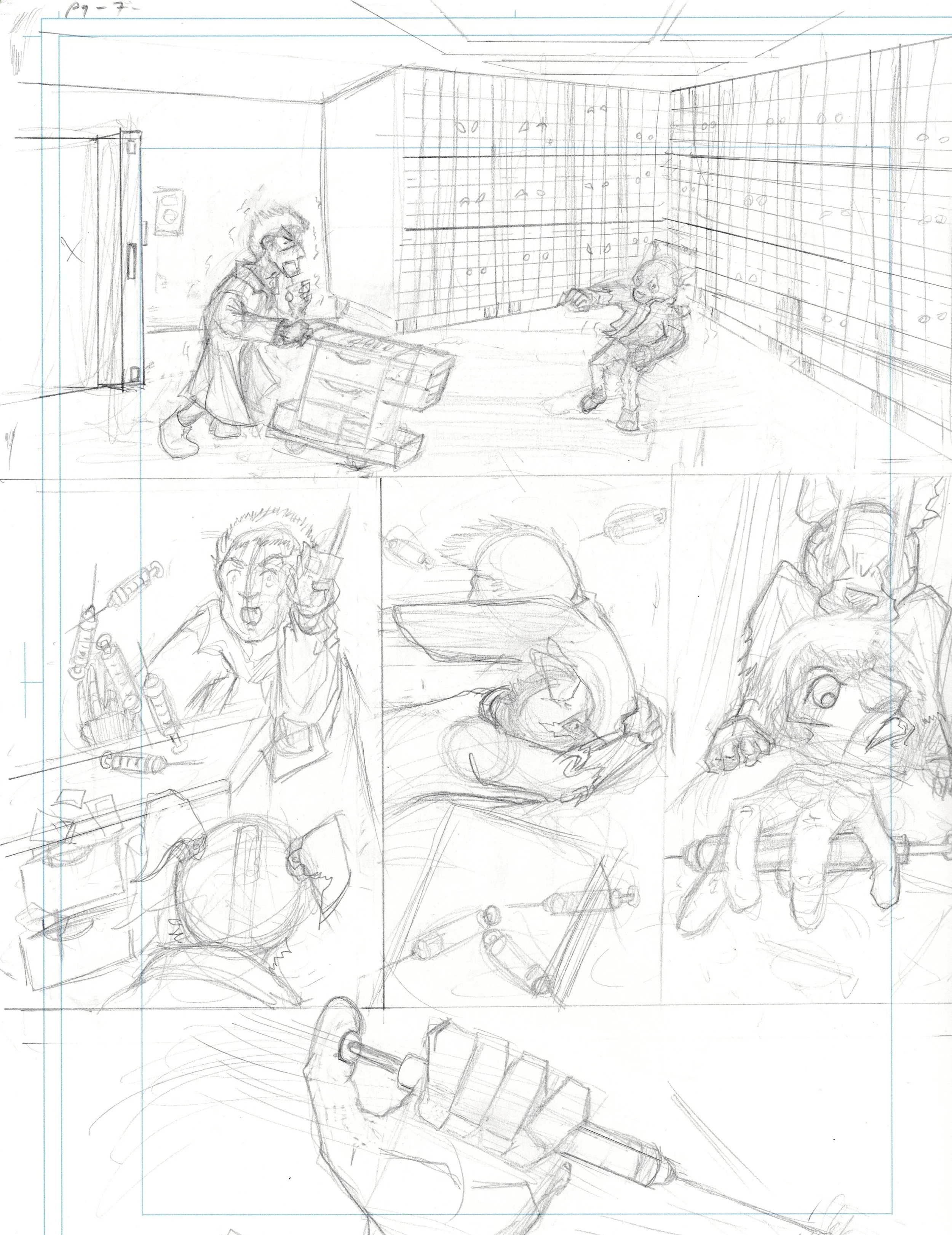 "Stray" Page 7 pencils 
 9 x 12 on Bristol paper.