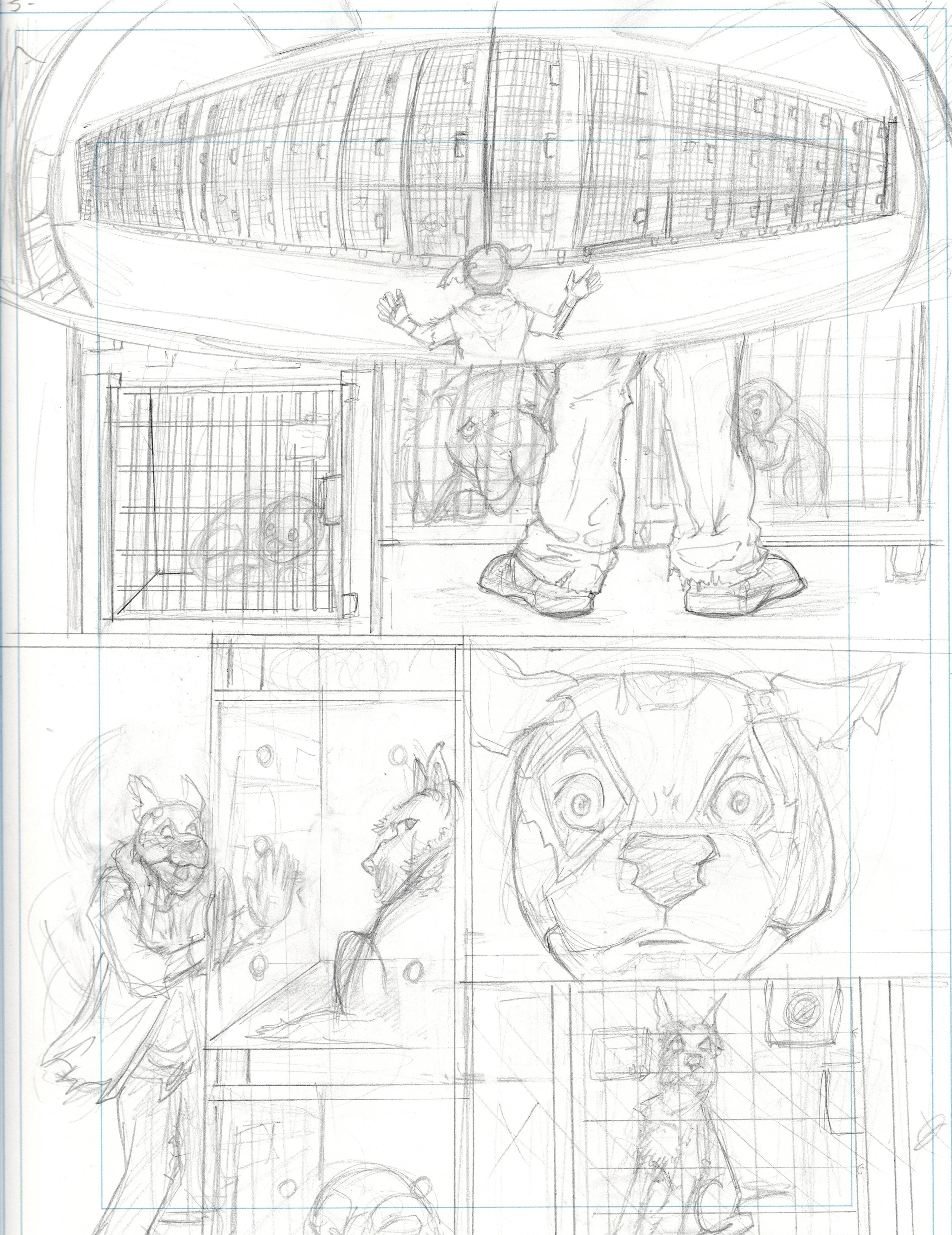 "Stray" Page 5 pencils 
 9 x 12 on Bristol paper.