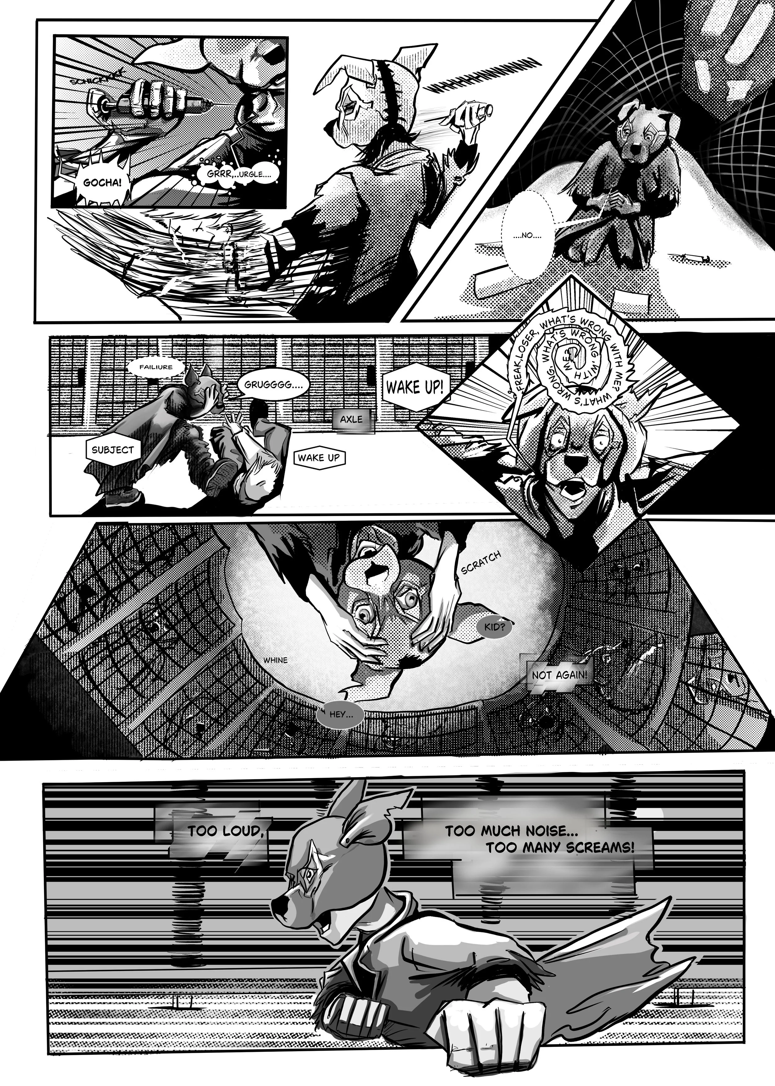 The Stray:" Good Boy"- Issue 0, Page 8- Inked and lettered page, done in Clip Studio Paint. Creator, writer, illustrator and letterer: Isadora Jimenez.
