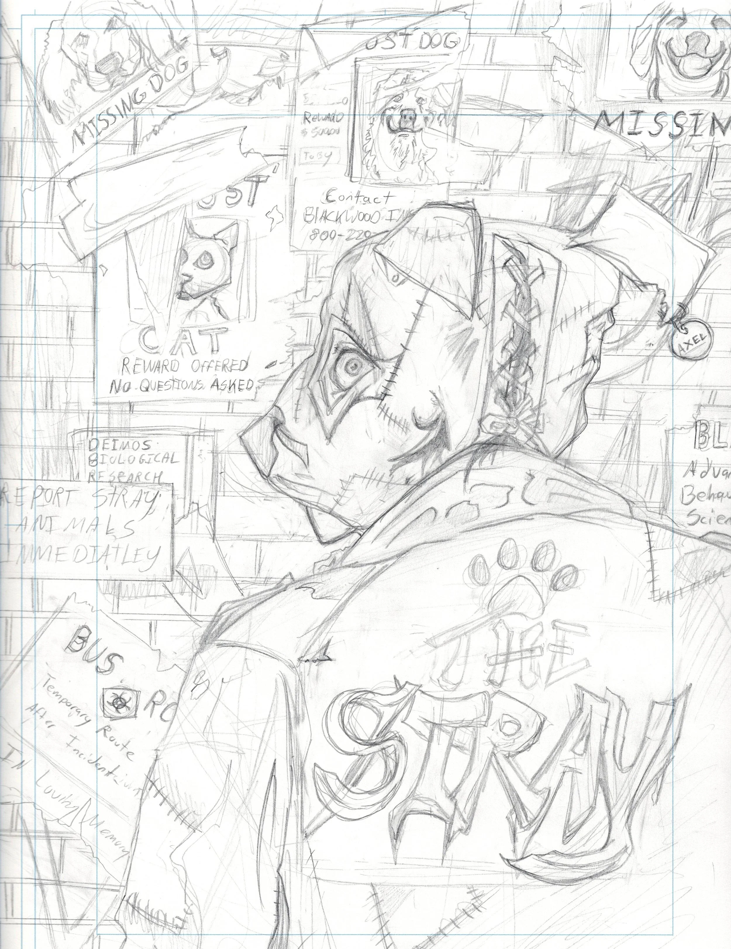"Stray" Cover pencil 
Preliminary pencil artwork for Stray. The composition establishes a dark tone while introducing us to the protagonist Sebastian Rowe. 9 x 12 on Bristol paper.

STRAY is a original horror comic developed from some ideas i have ha