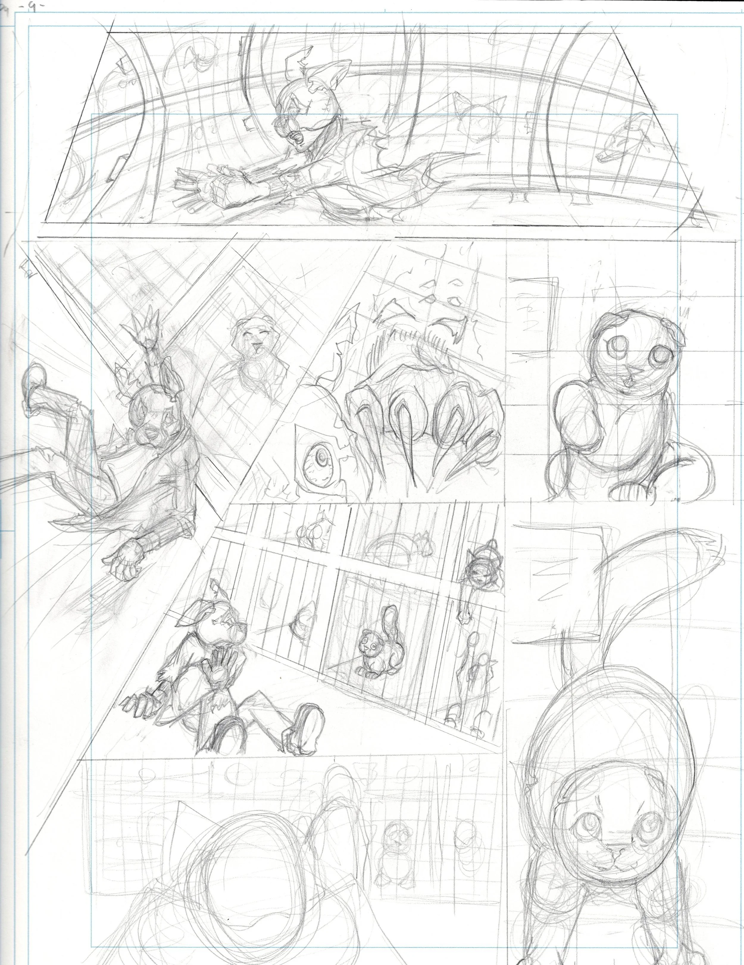 "Stray" Page 9 pencils 
 9 x 12 on Bristol paper.