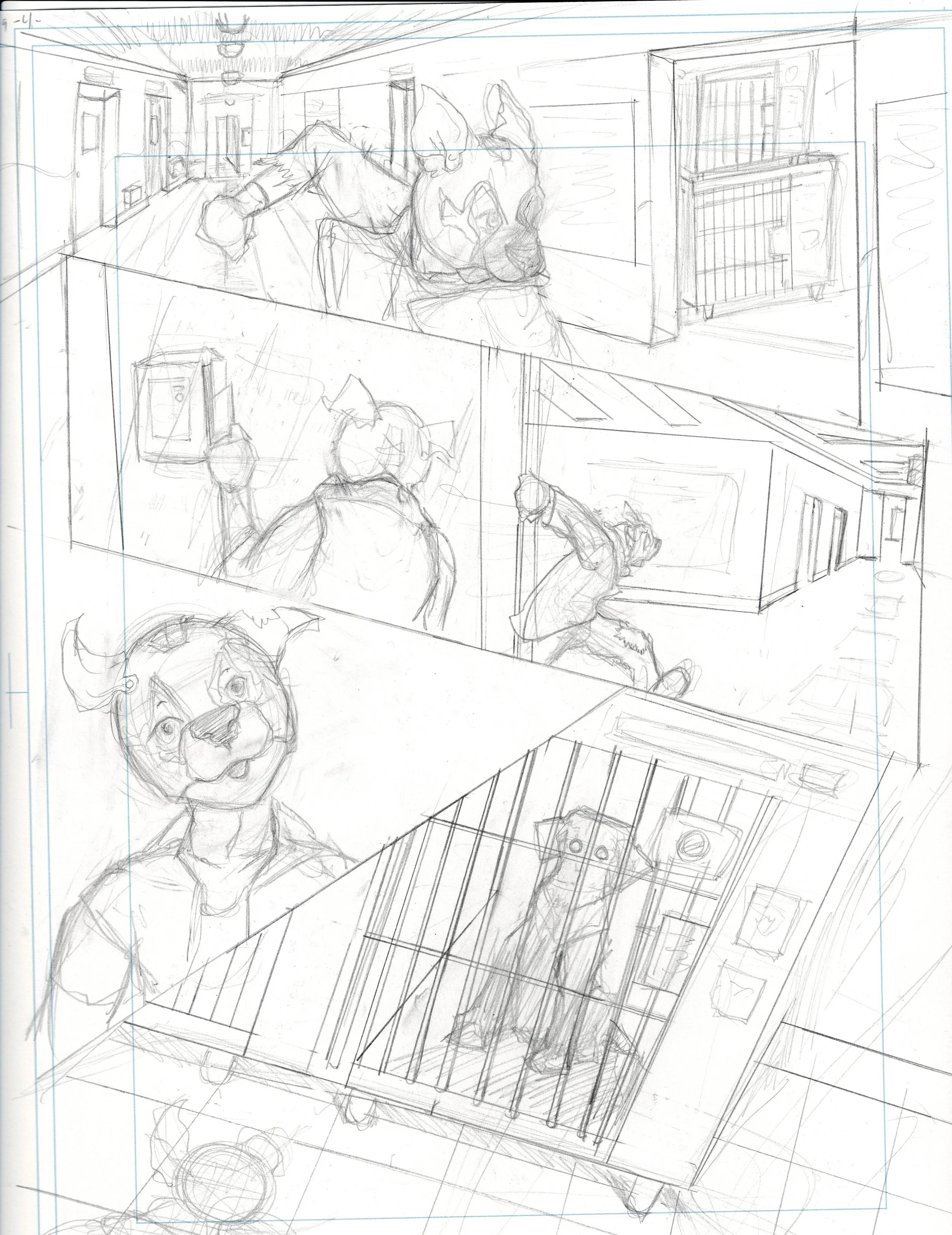 "Stray" Page 4 pencils 
 9 x 12 on Bristol paper.