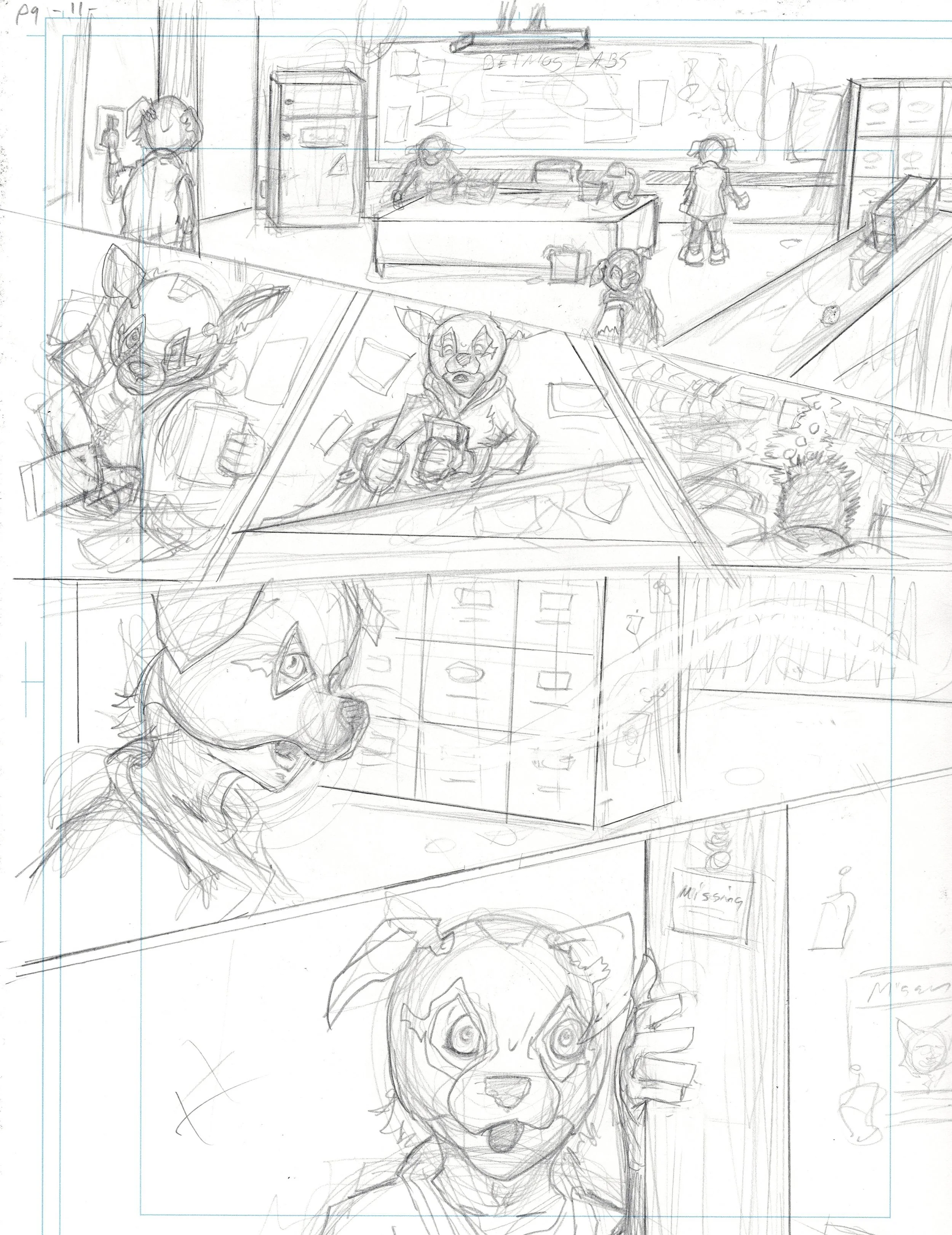 "Stray" Page 11 pencils 
 9 x 12 on Bristol paper.