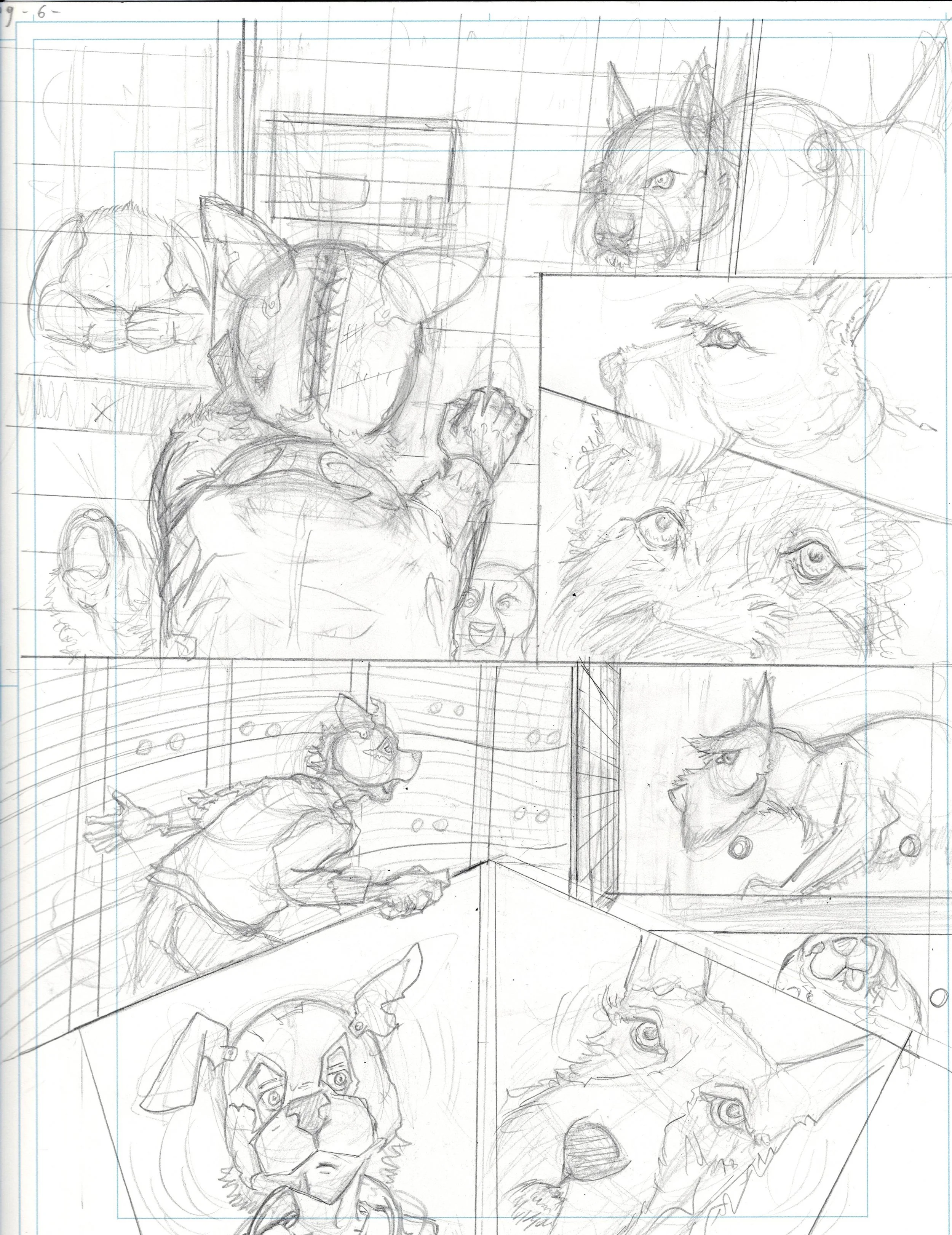 "Stray" Page 6 pencils 
 9 x 12 on Bristol paper.